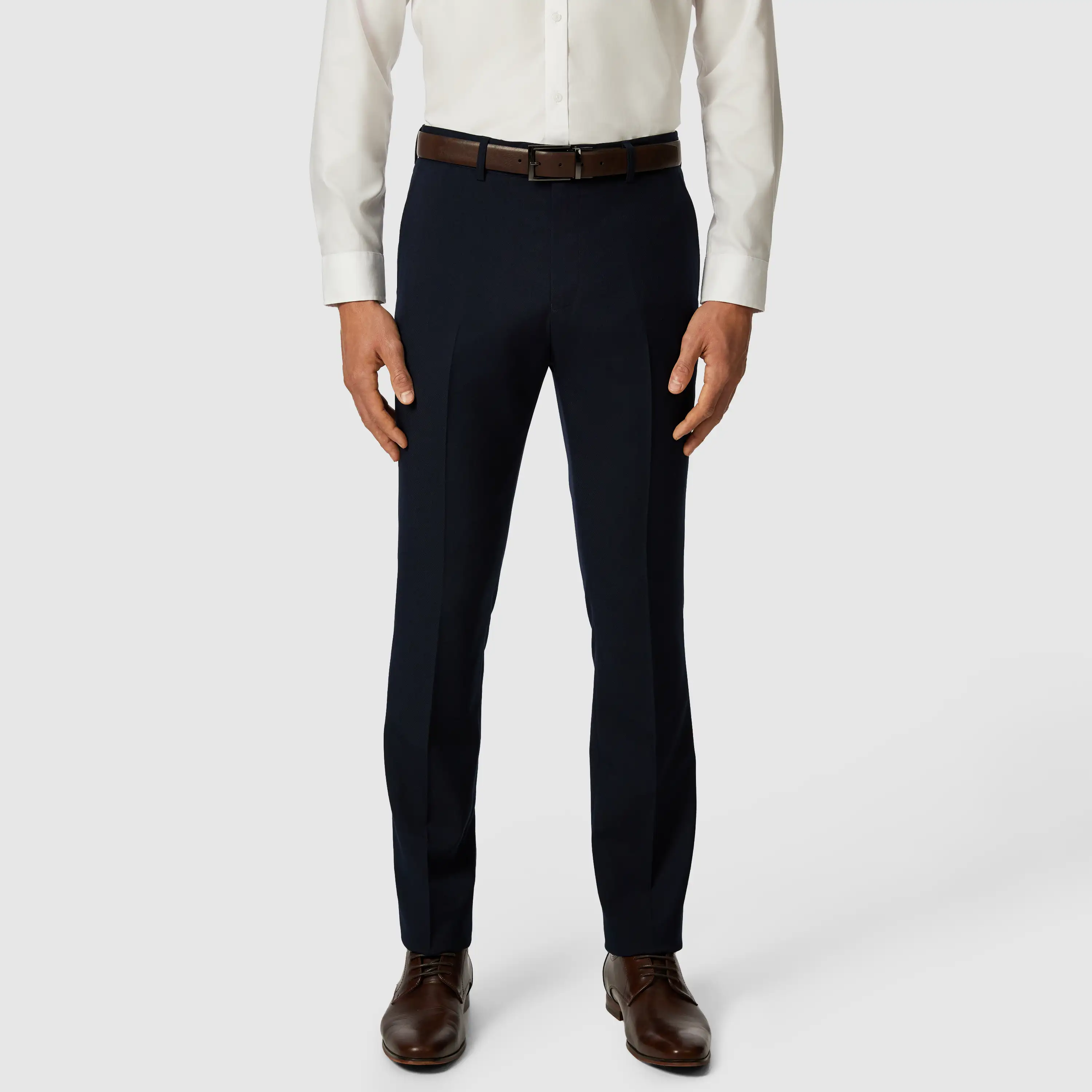 Navy Hexham Slim Twill Stretch Dress Pant - Navy