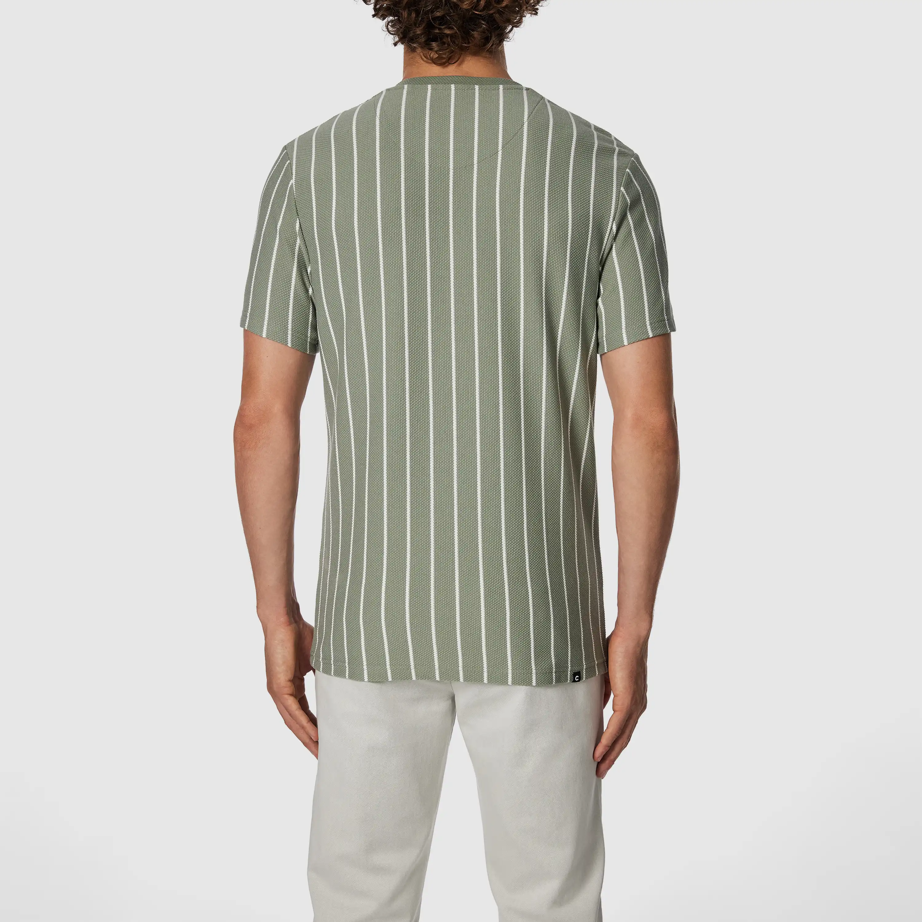 Sage Green Greg Stripe Crew Neck Tee - Sage Green
