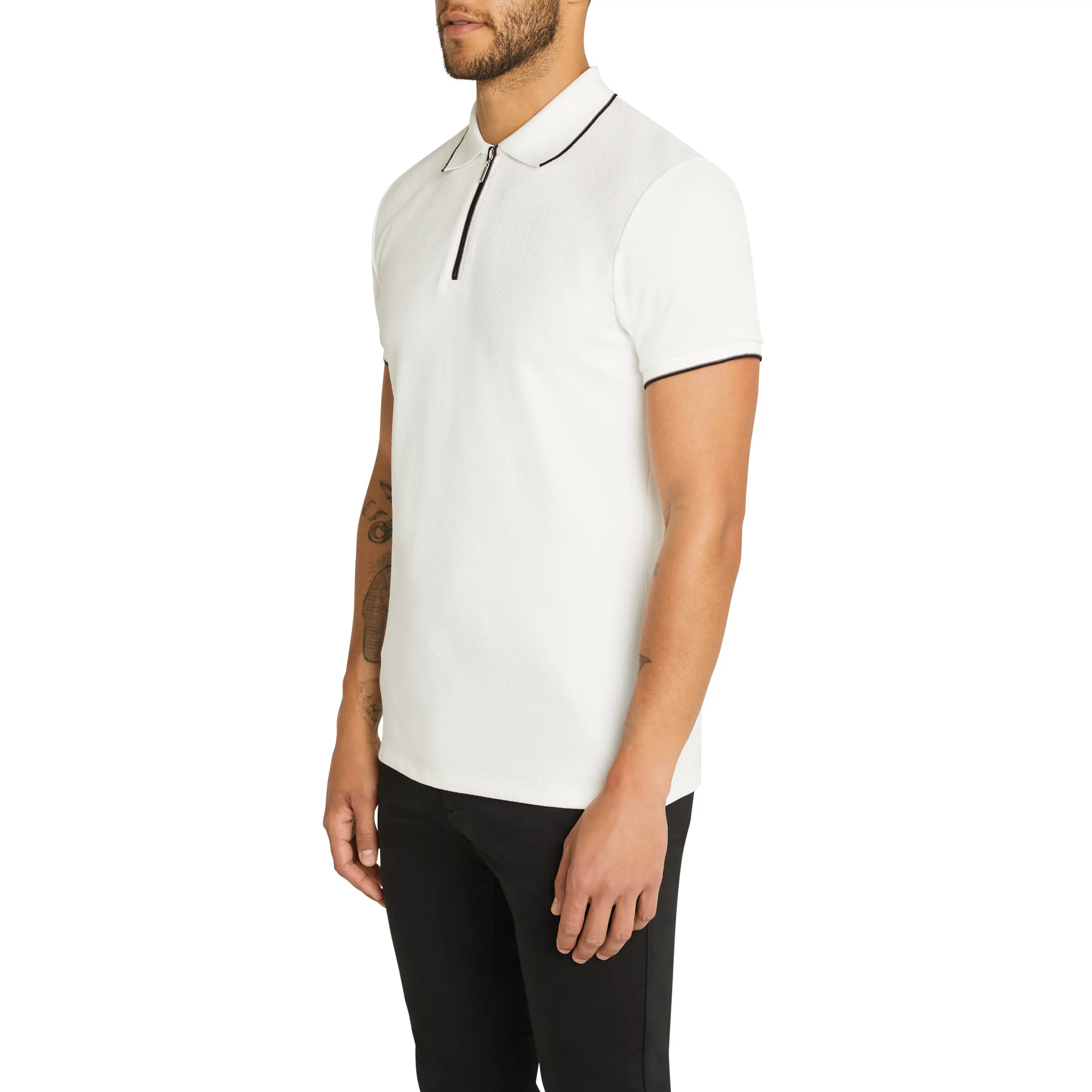 White Glenroy Quarter Zip Smart Polo - White