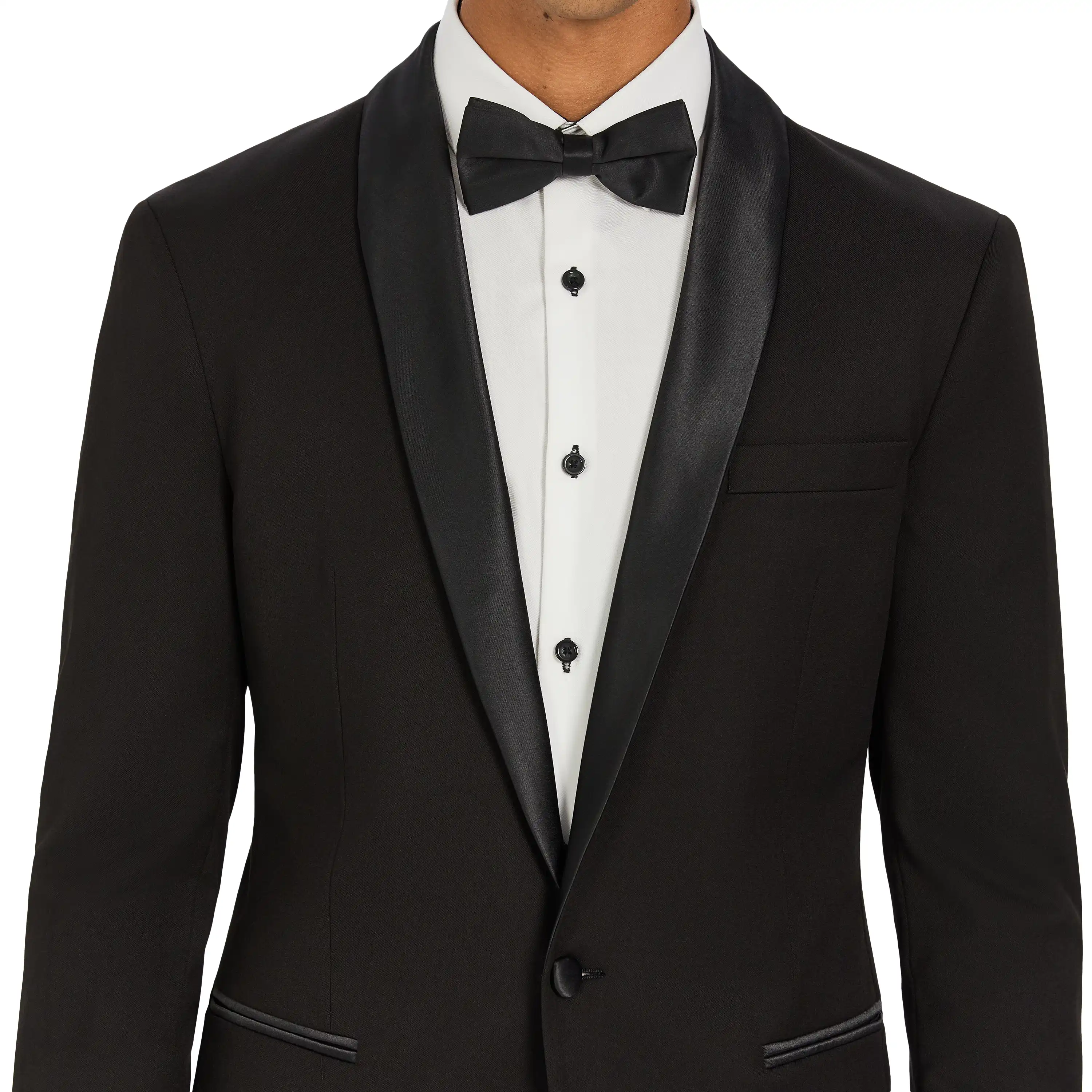Black Diamond Slim Shawl Collar Tuxedo - Black