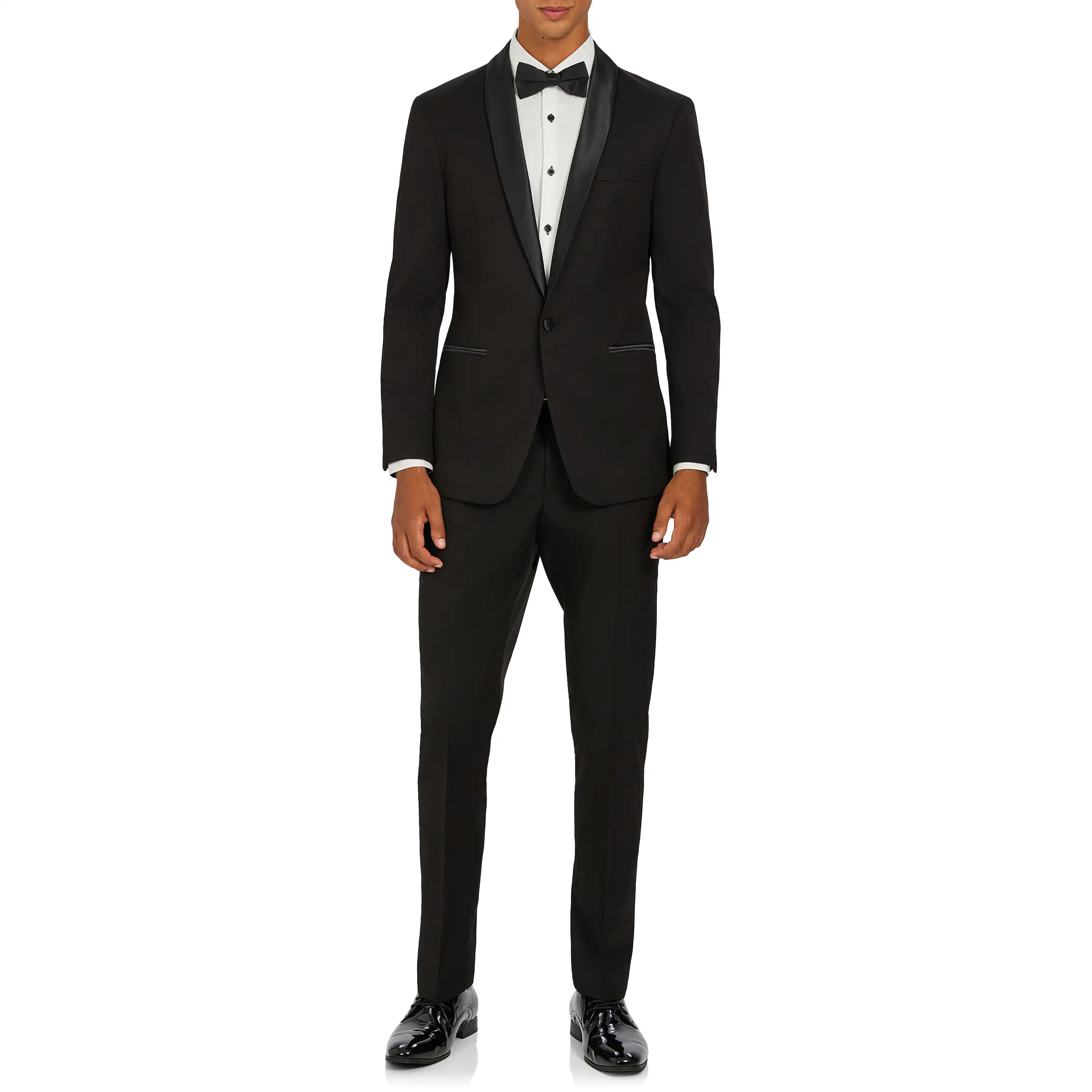 Black Diamond Slim Shawl Collar Tuxedo - Black