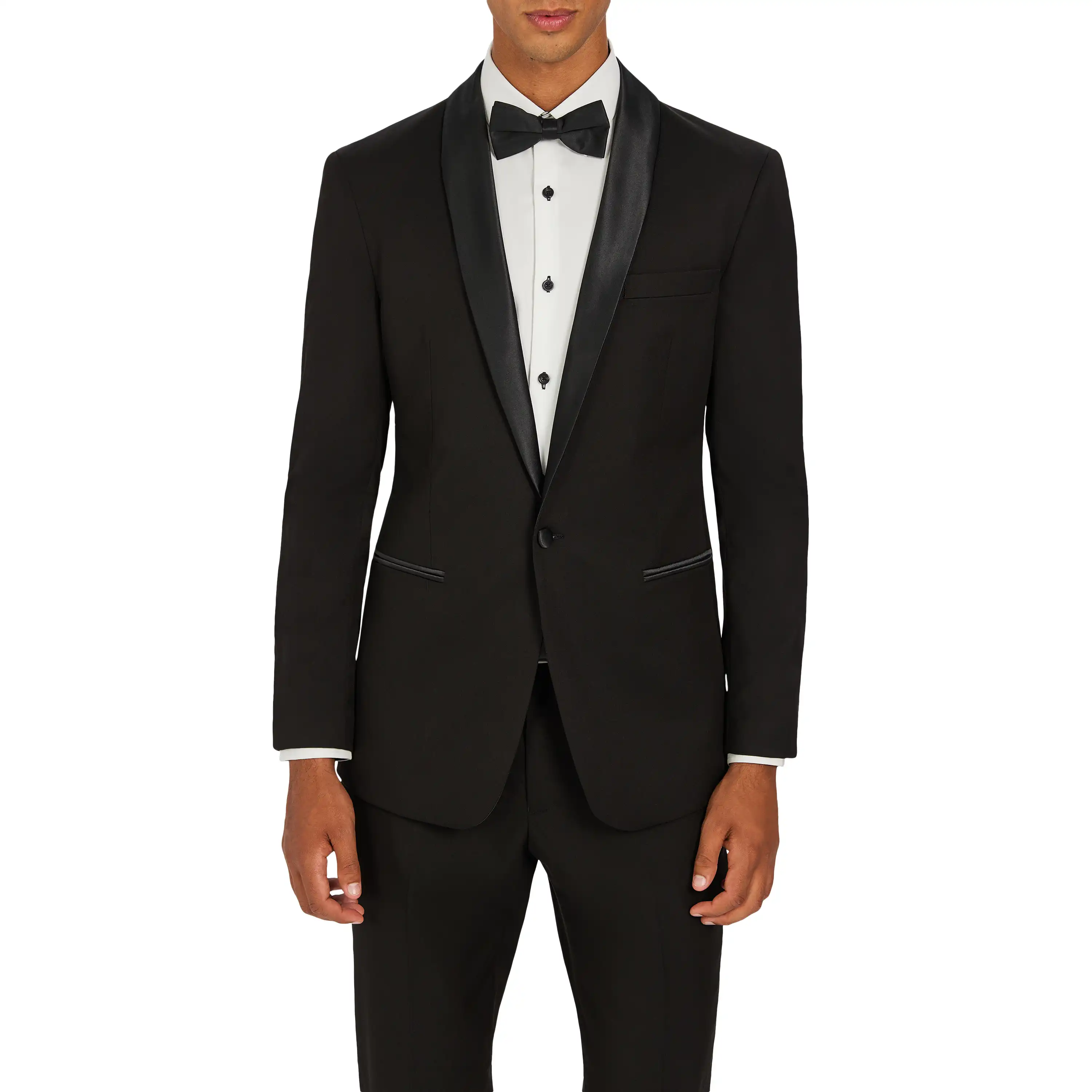 Black Diamond Slim Shawl Collar Tuxedo - Black