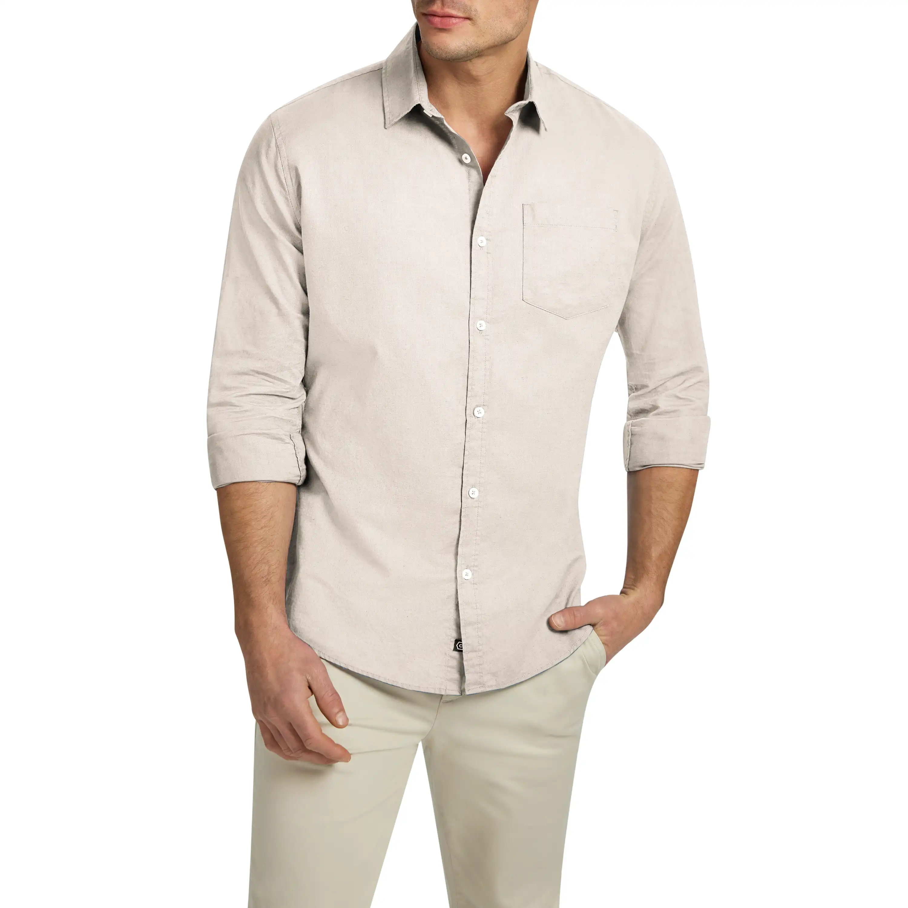 Sand Albany Cotton Linen Casual Shirt - Sand