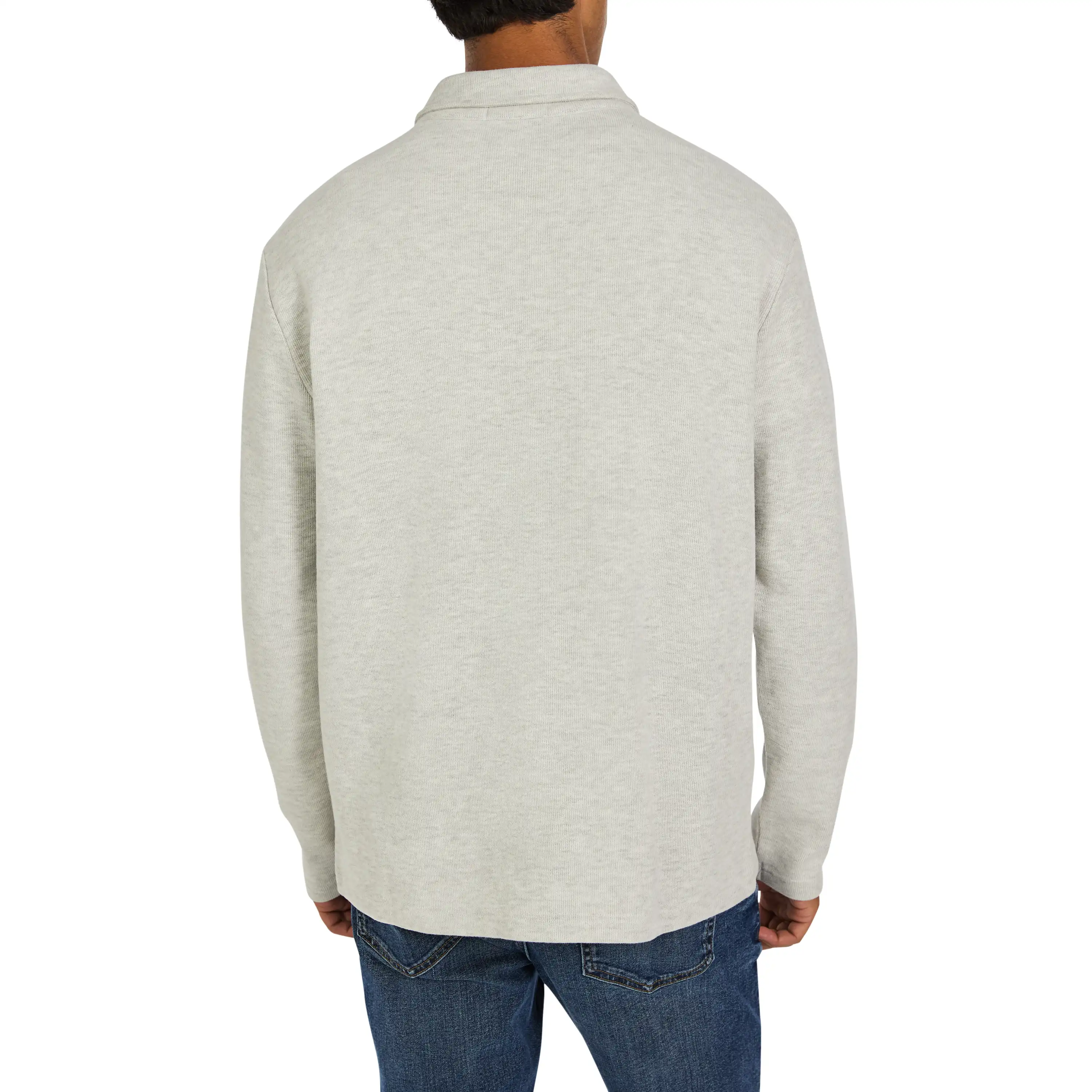 Ice Grey Drew Quarter Zip Polo Sweat - Ice Grey