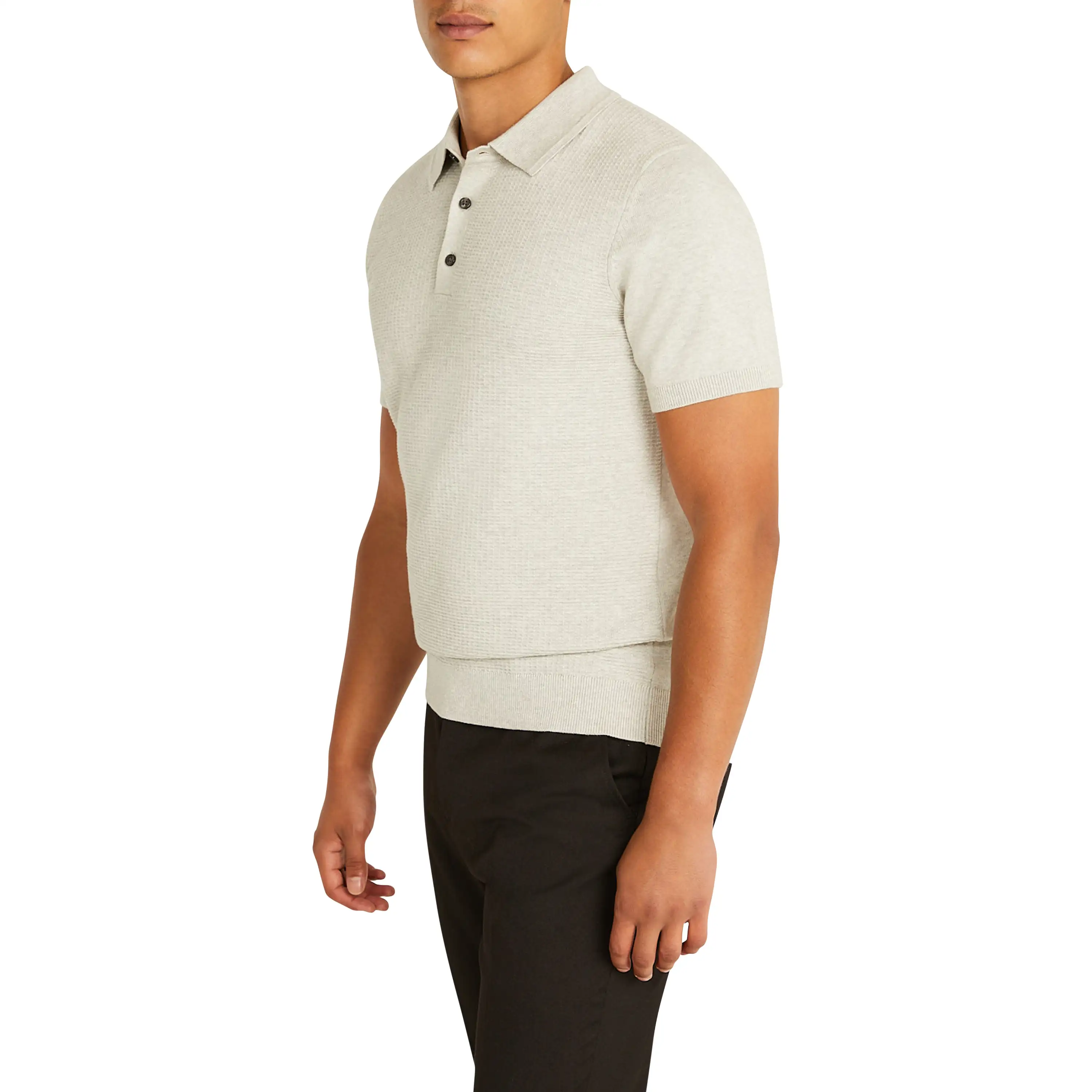 Light Grey Caspian Knit Polo - Light Grey