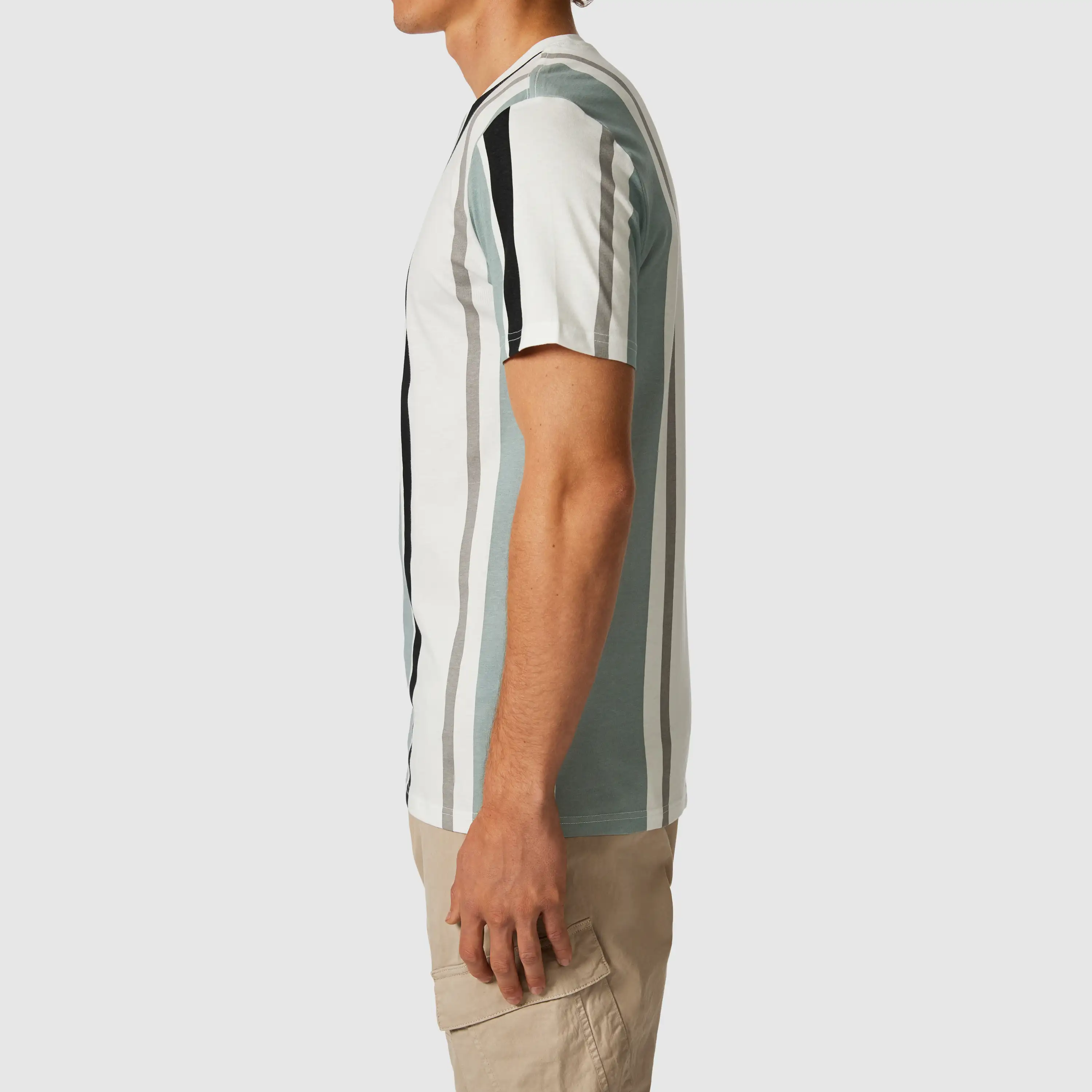 Sage Green Justin Stripe Crew Neck Tee - Sage Green