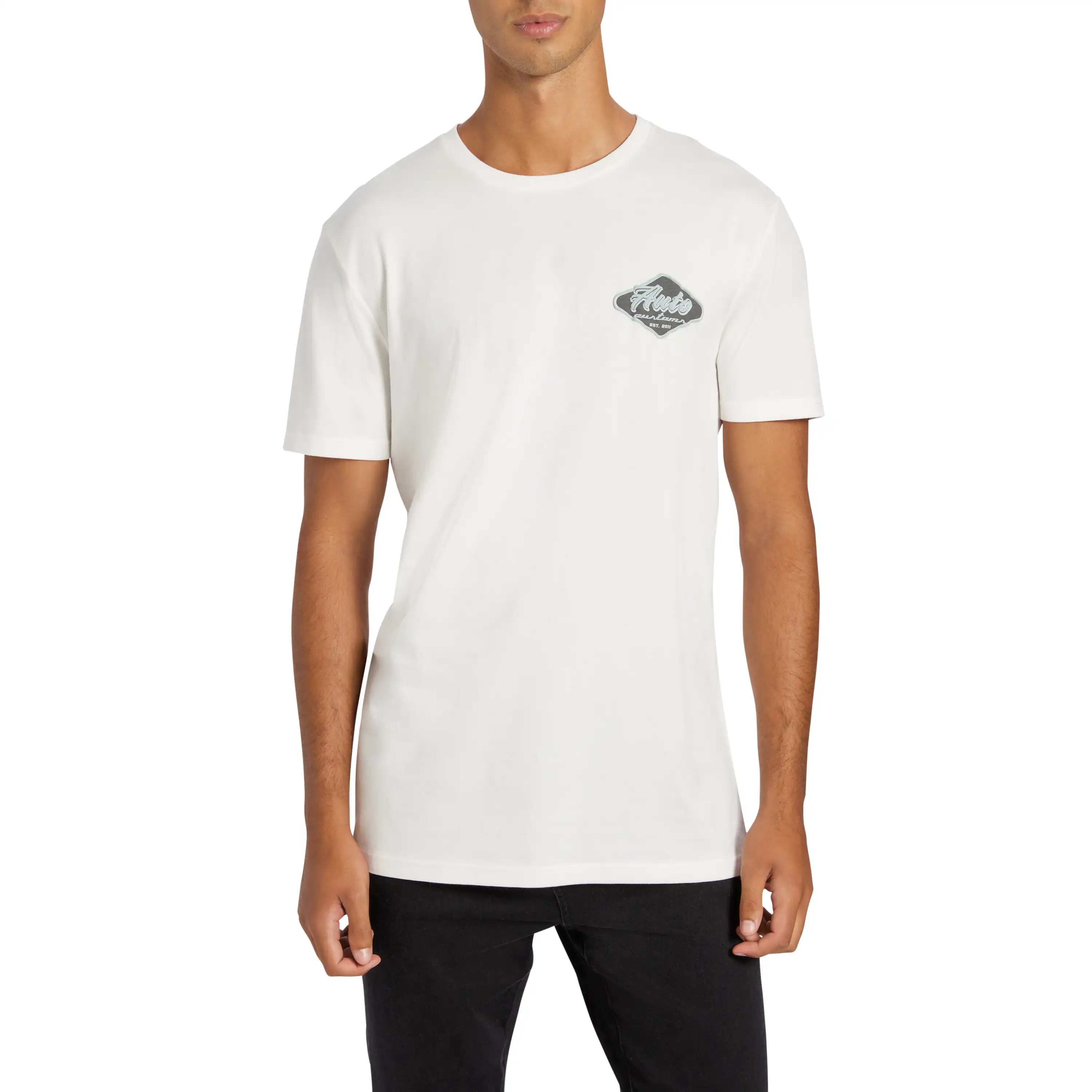 Off White Metz Graphic Longline Crew Neck Tee - Off White