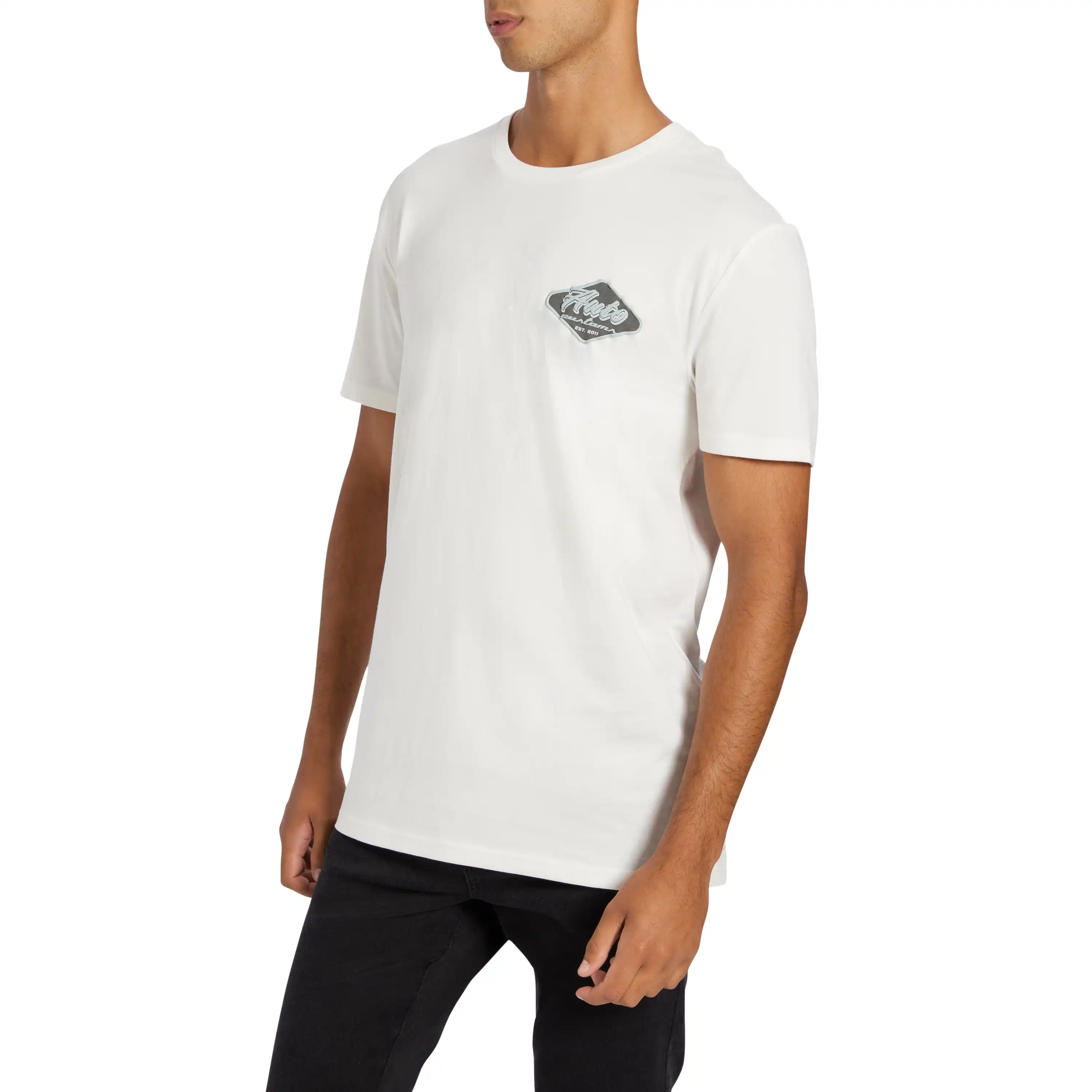 Off White Metz Graphic Longline Crew Neck Tee - Off White