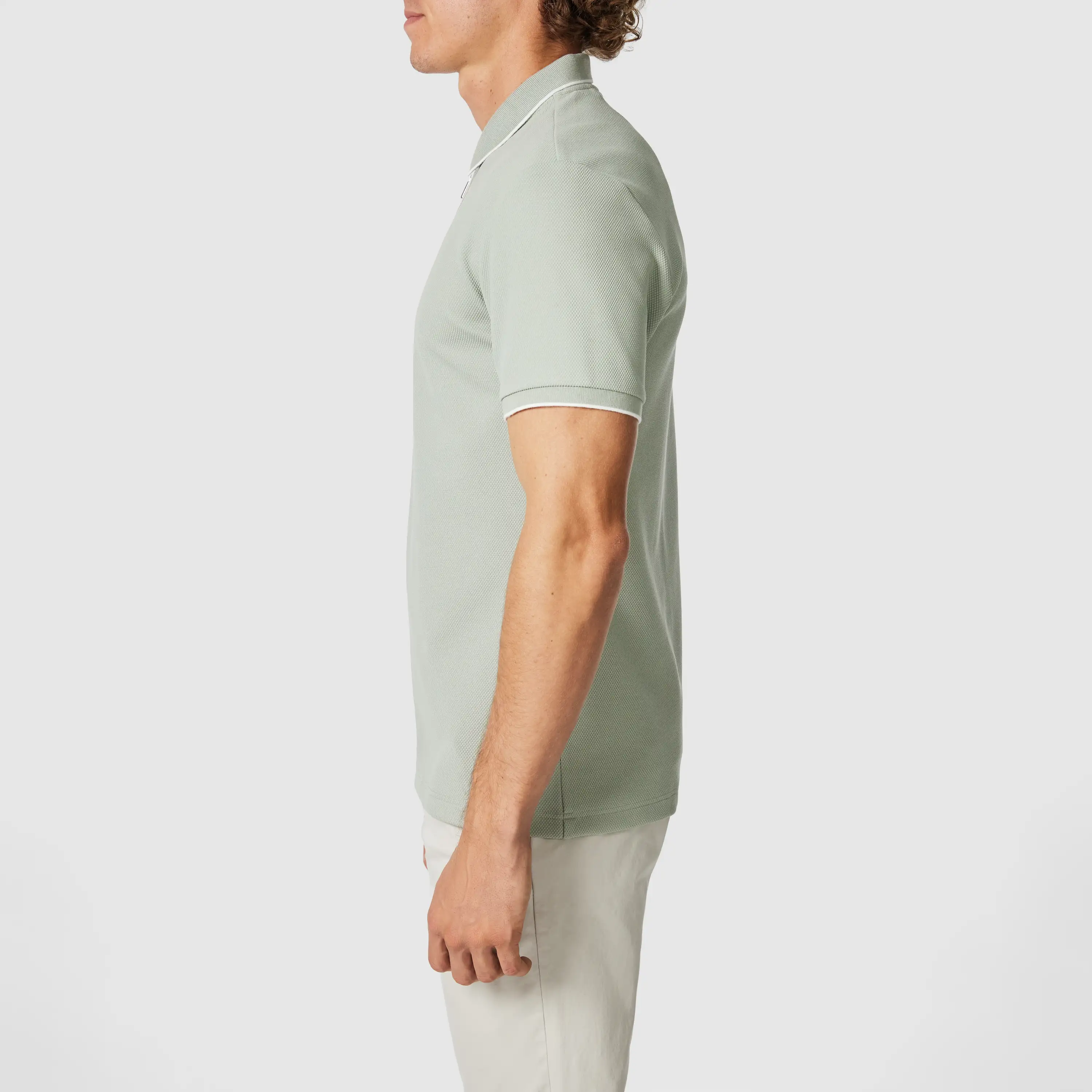 Light Green Glenroy Quarter Zip Smart Polo - Light Green