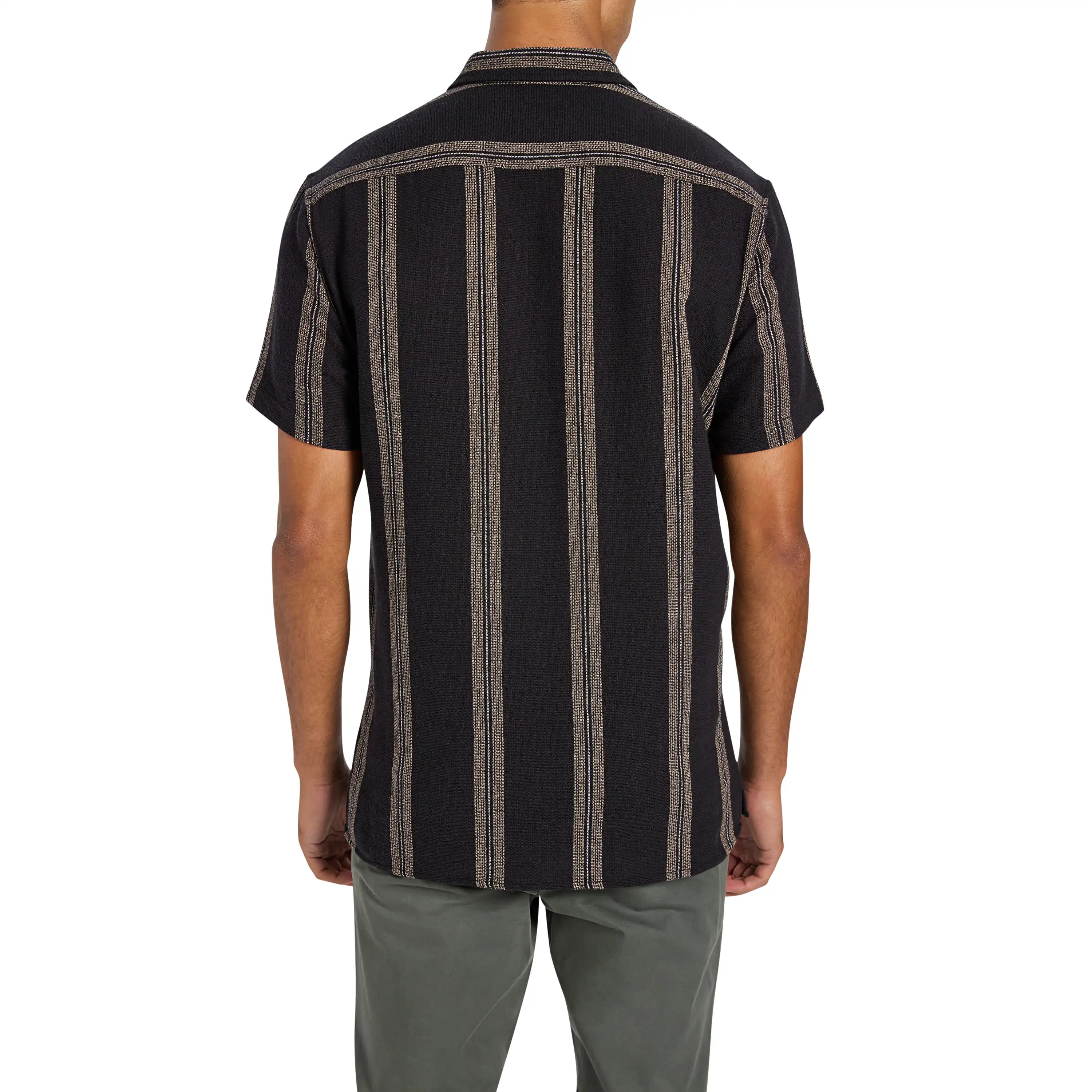 Black Caddy Stripe Textured Short Sleeve Shirt - Black
