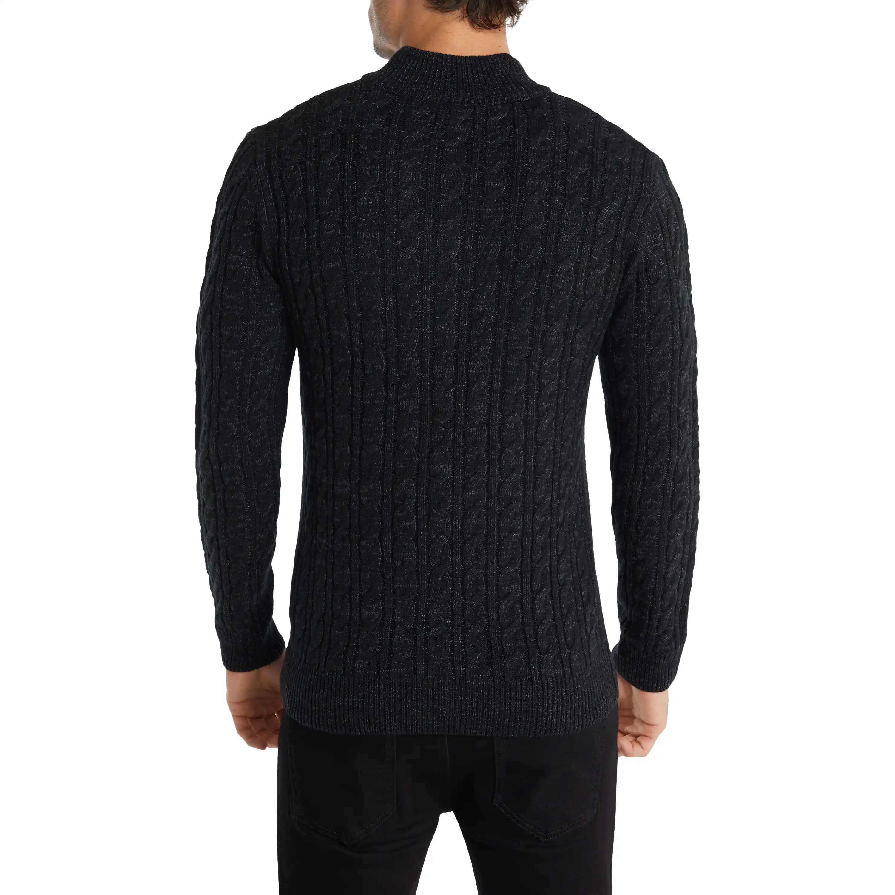 Charcoal Montgomery Cable Quarter Zip Knit - Charcoal