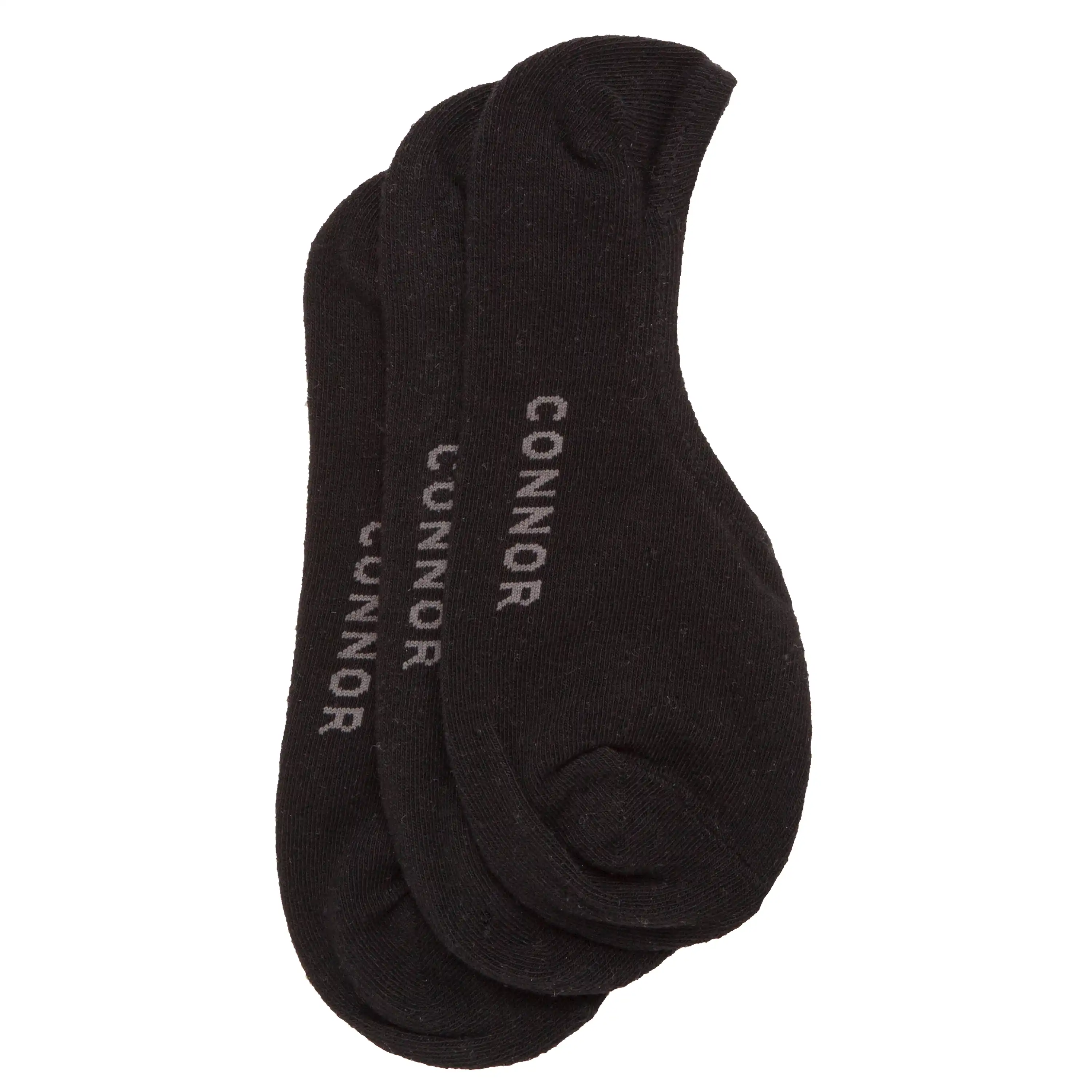 Black 3 Pk Invisible Sock - Black