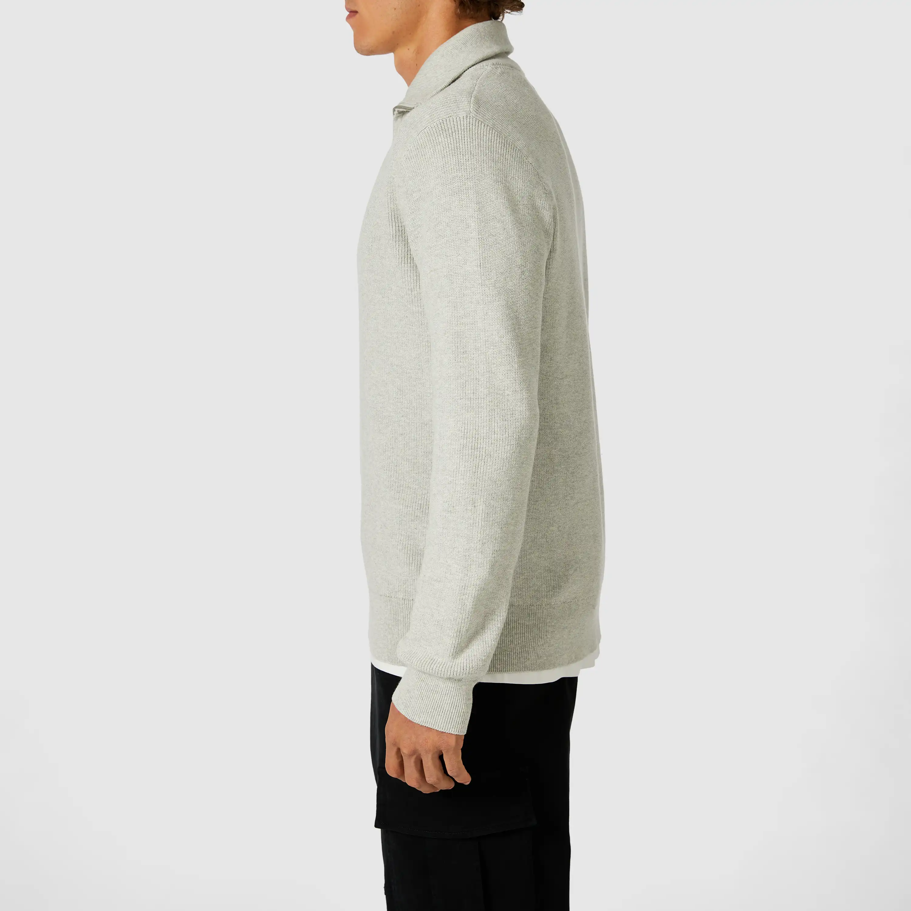 Light Grey Newquay Quarter Zip Neck Knit - Light Grey