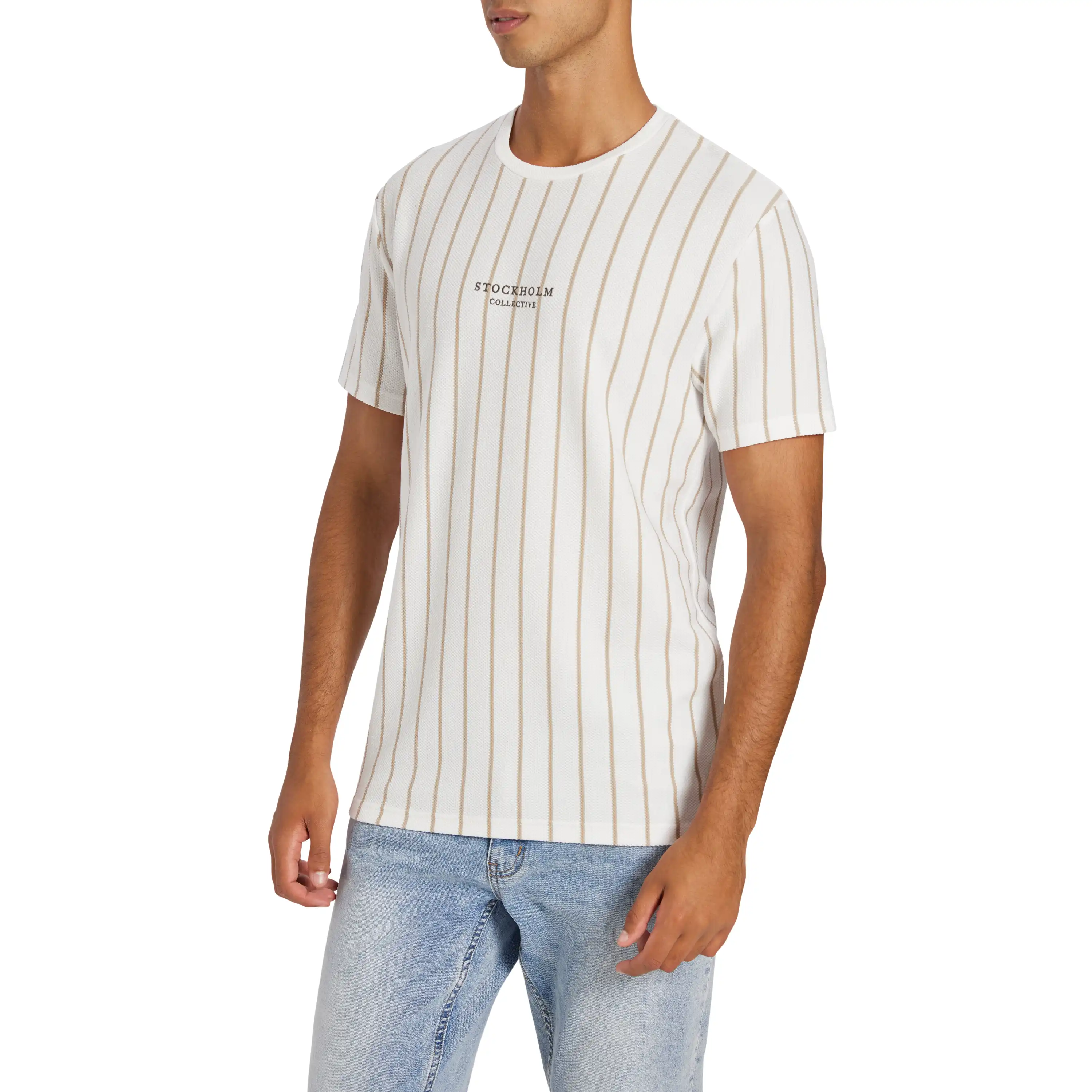 Off White Visby Stripe Crew Neck Tee - Off White