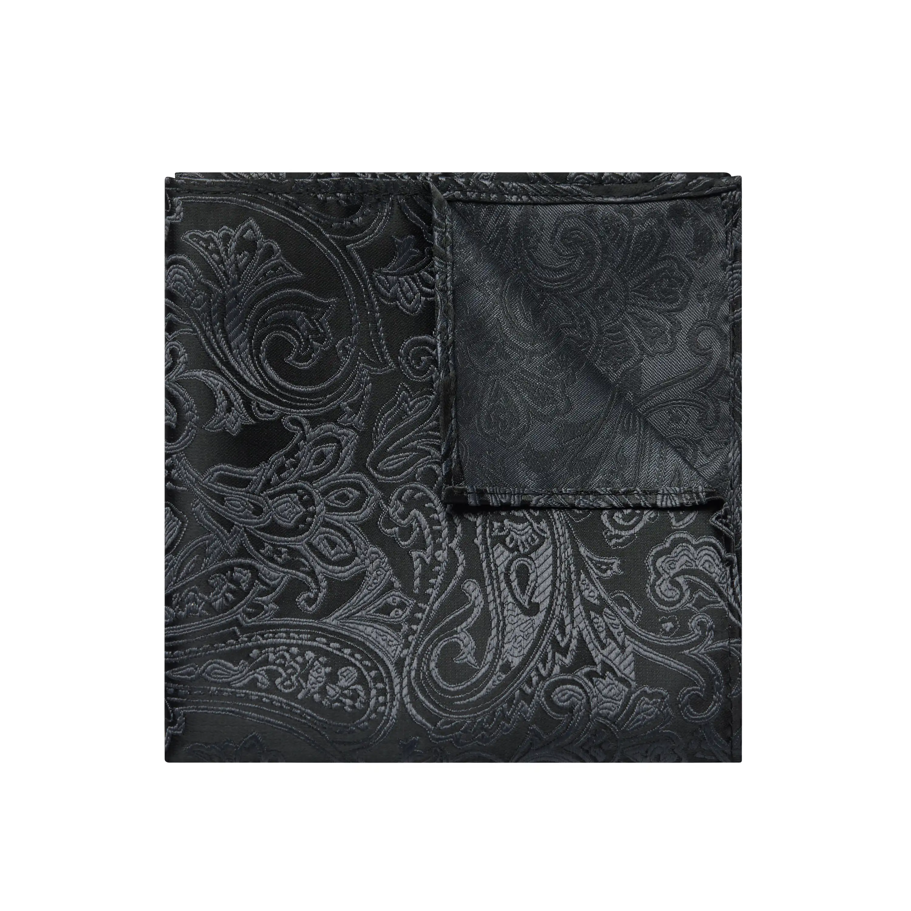 Black Reversible Pocket Square - Black