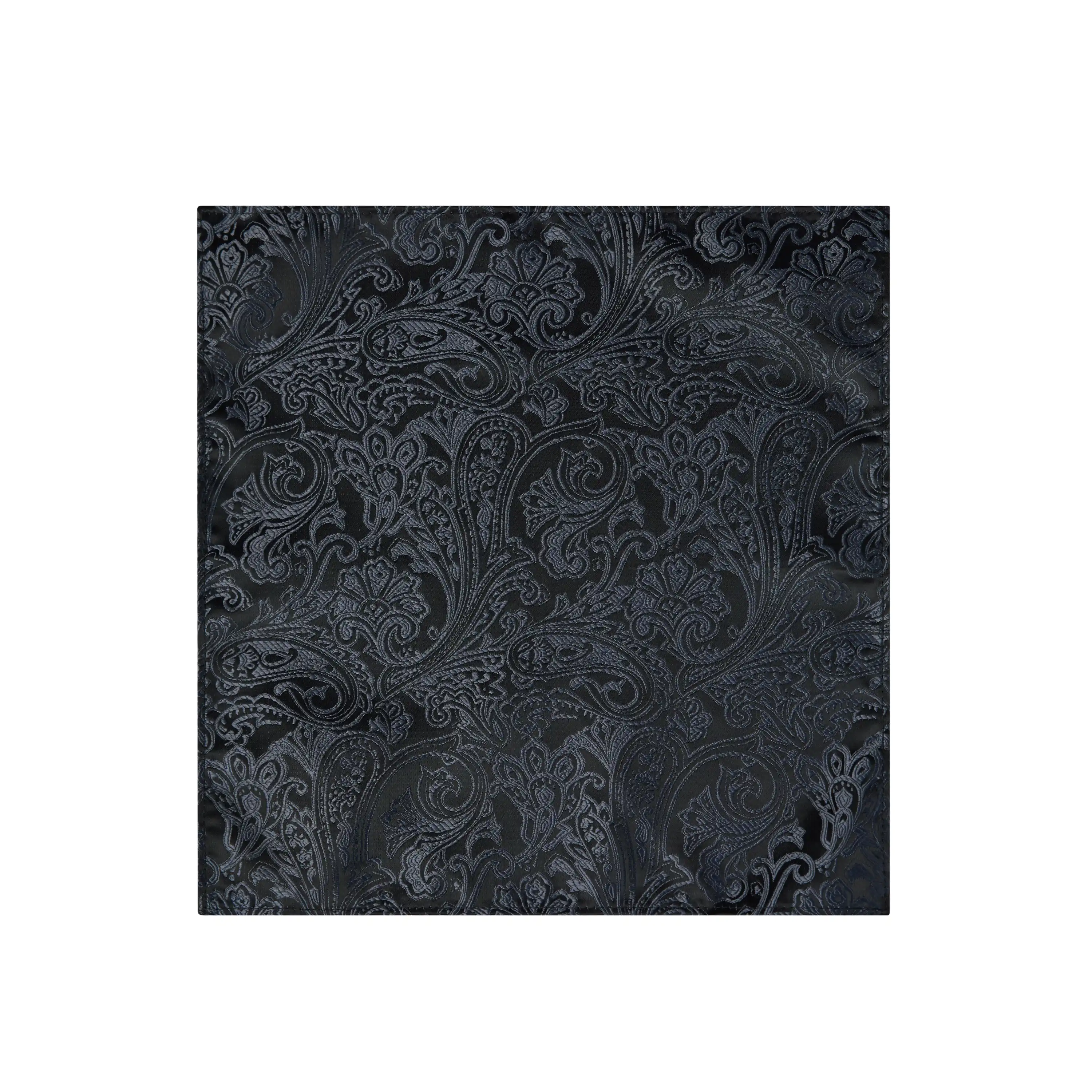 Black Reversible Pocket Square - Black