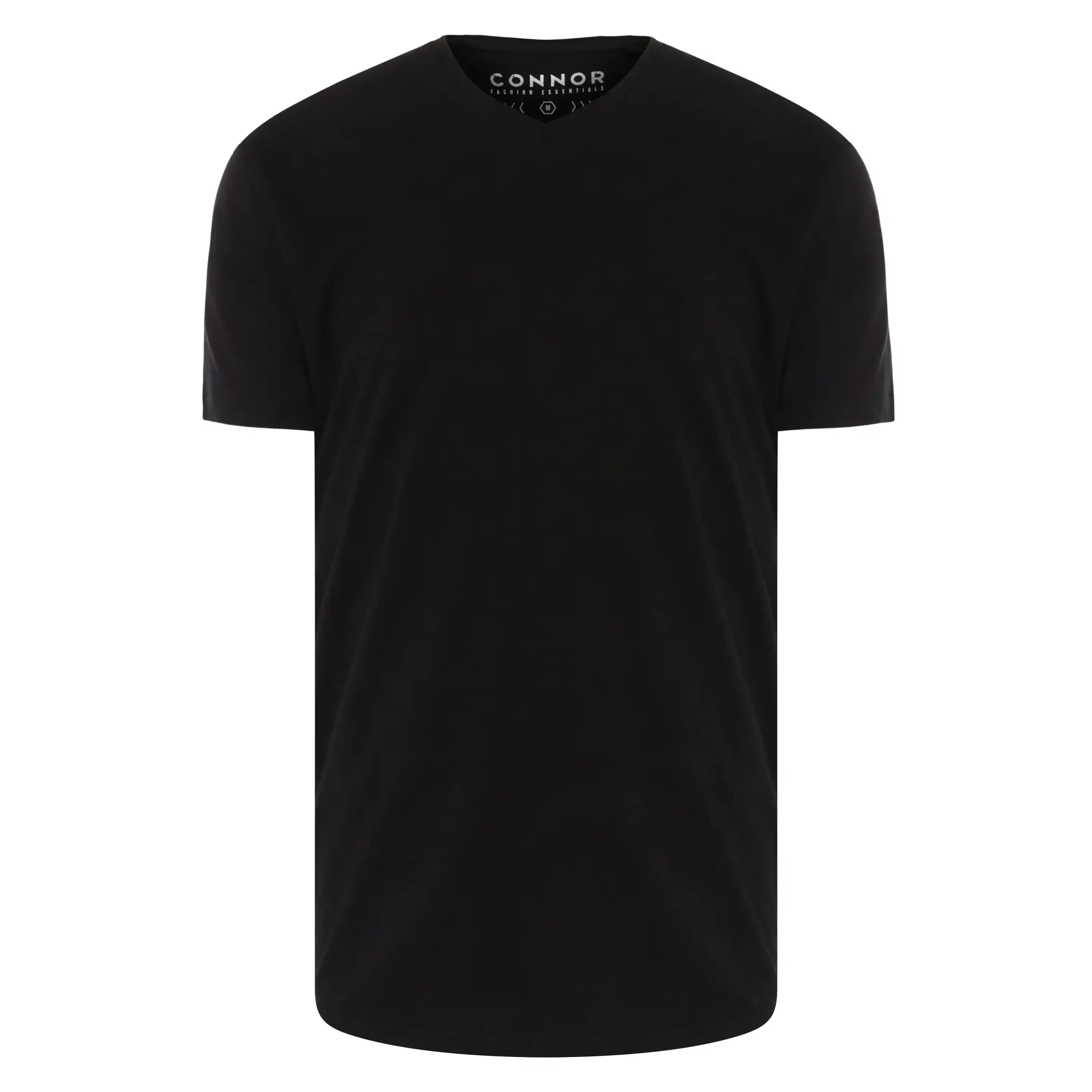 Black Essential V Neck Tee - Black