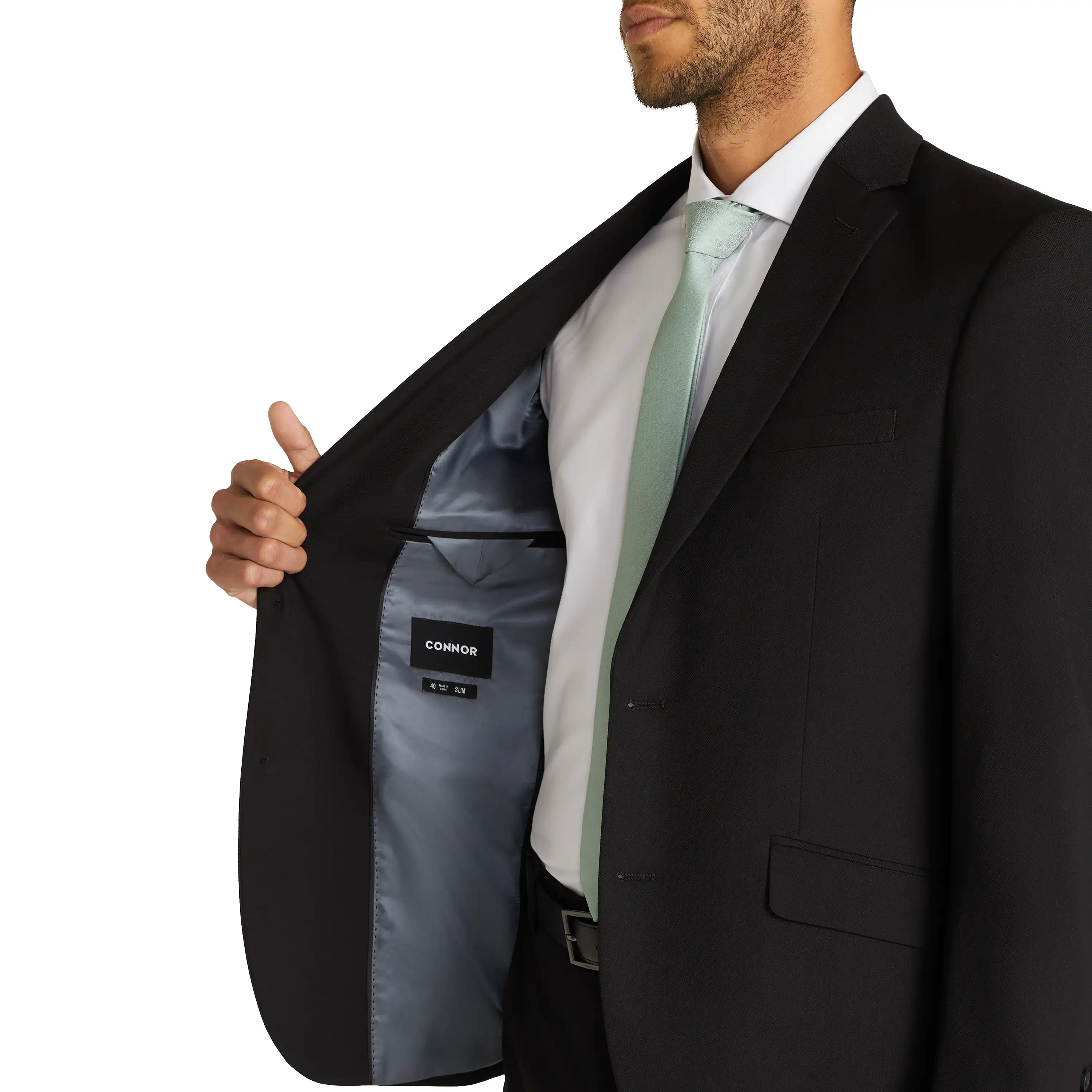 Black Hexham Slim Twill Stretch Suit Jacket - Black