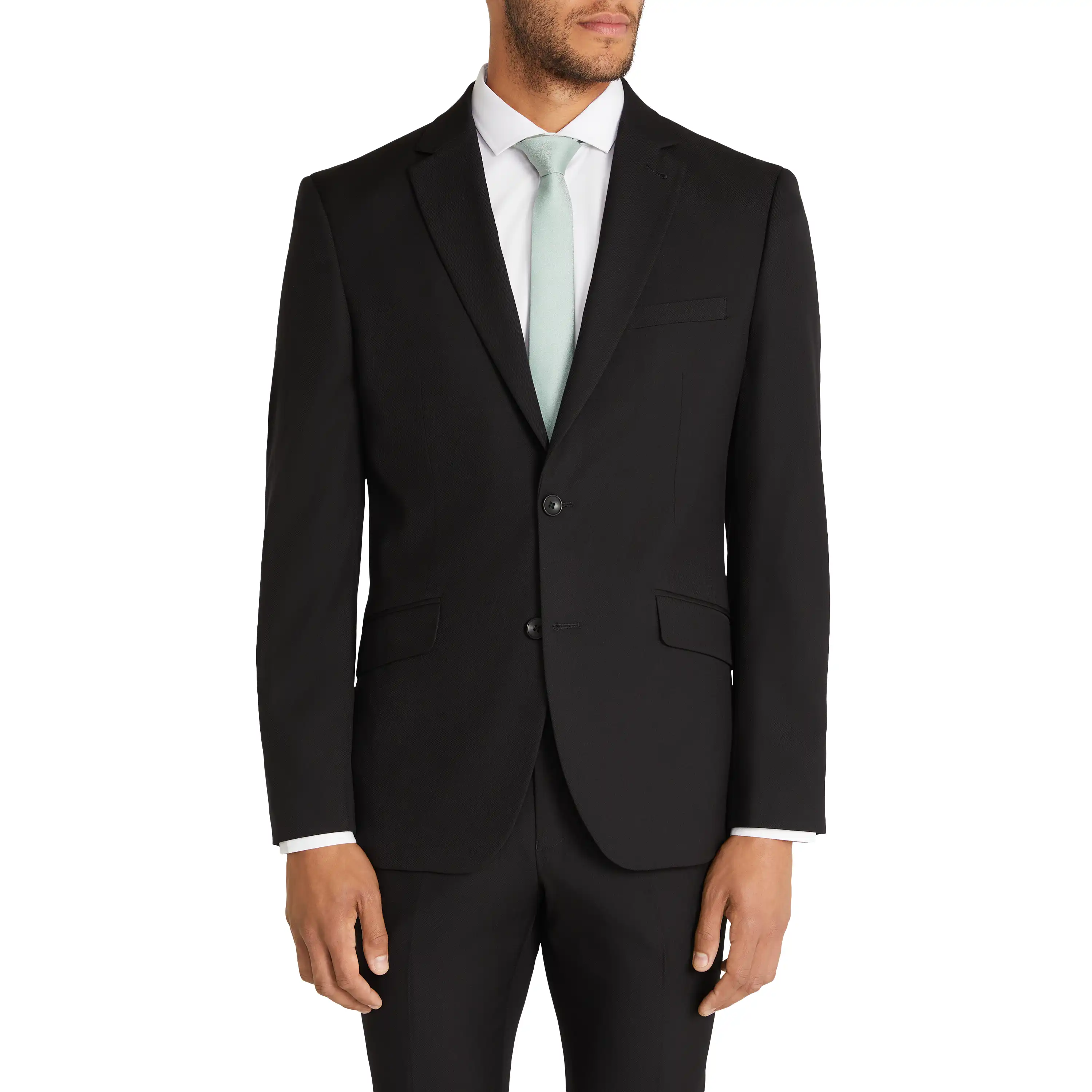 Black Hexham Slim Twill Stretch Suit Jacket - Black