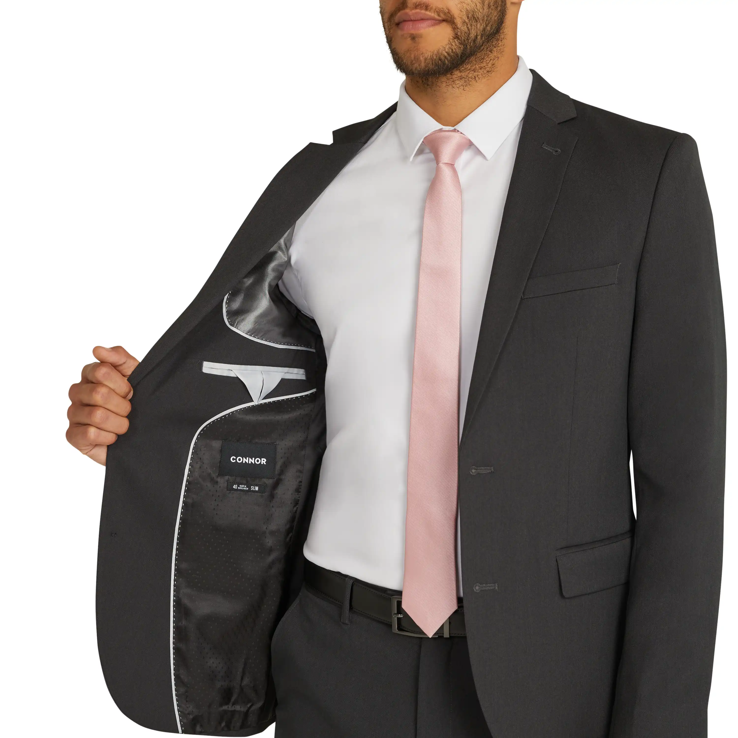 Smoke Diamond Stretch Slim Suit Jacket - Smoke