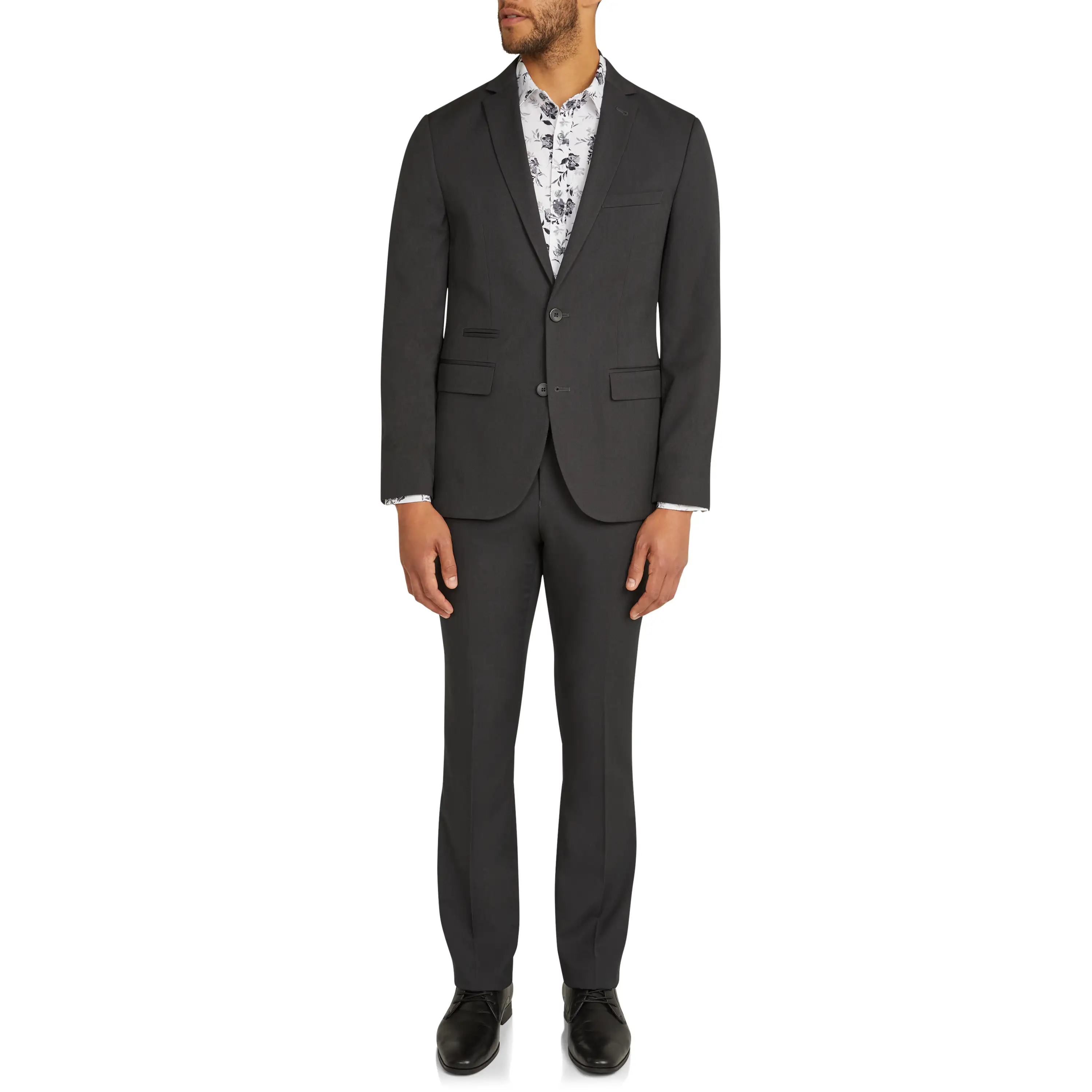Smoke Diamond Stretch Slim Suit Jacket - Smoke