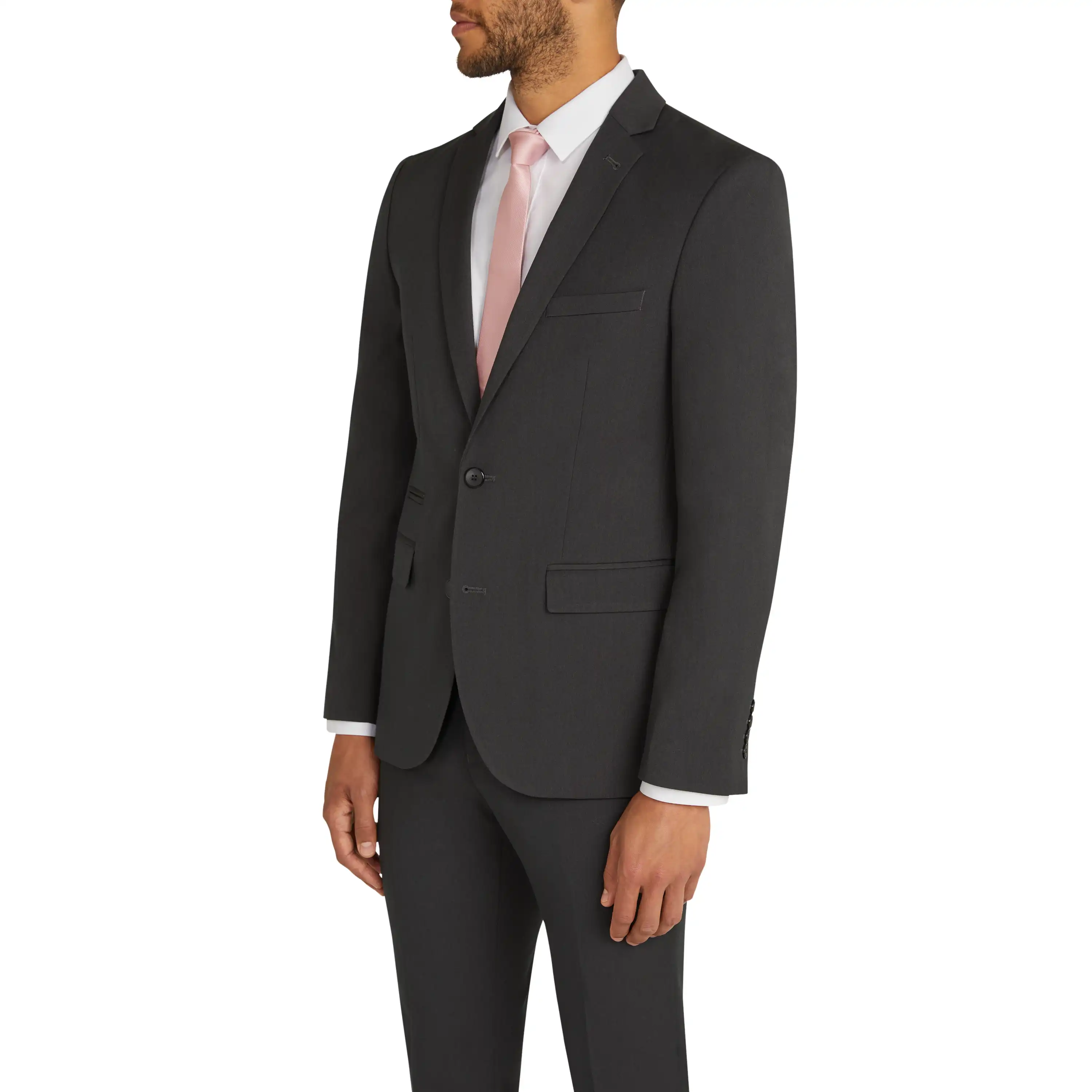 Smoke Diamond Stretch Slim Suit Jacket - Smoke