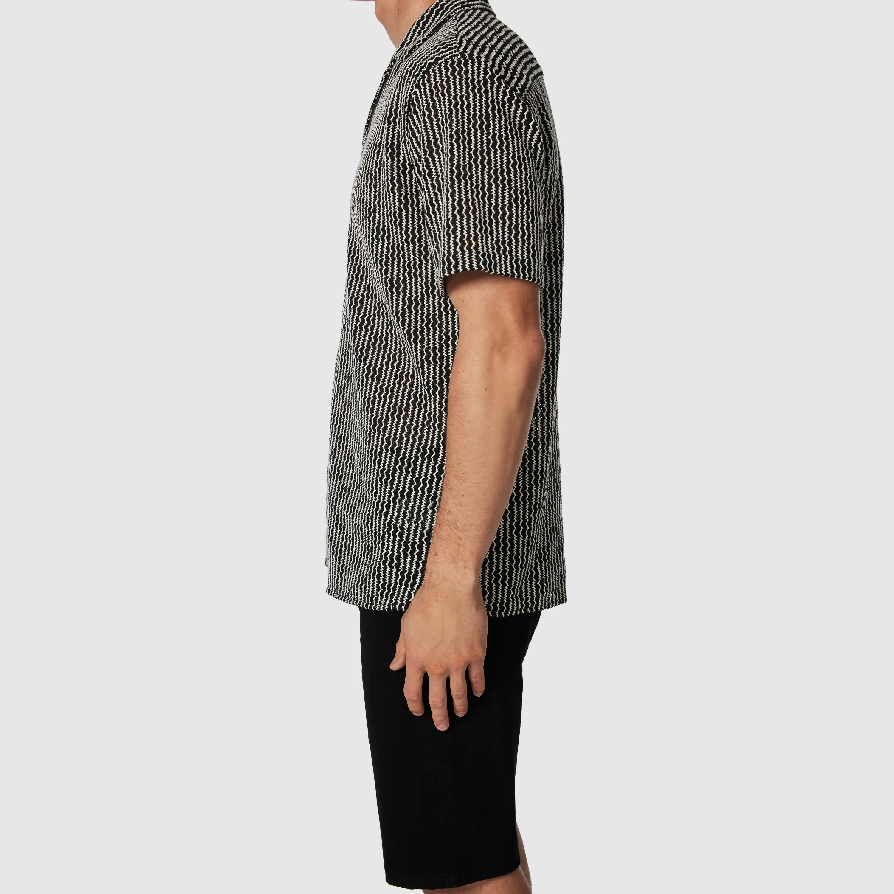 Black Bayswater Textured Short Sleeve Shirt - Black