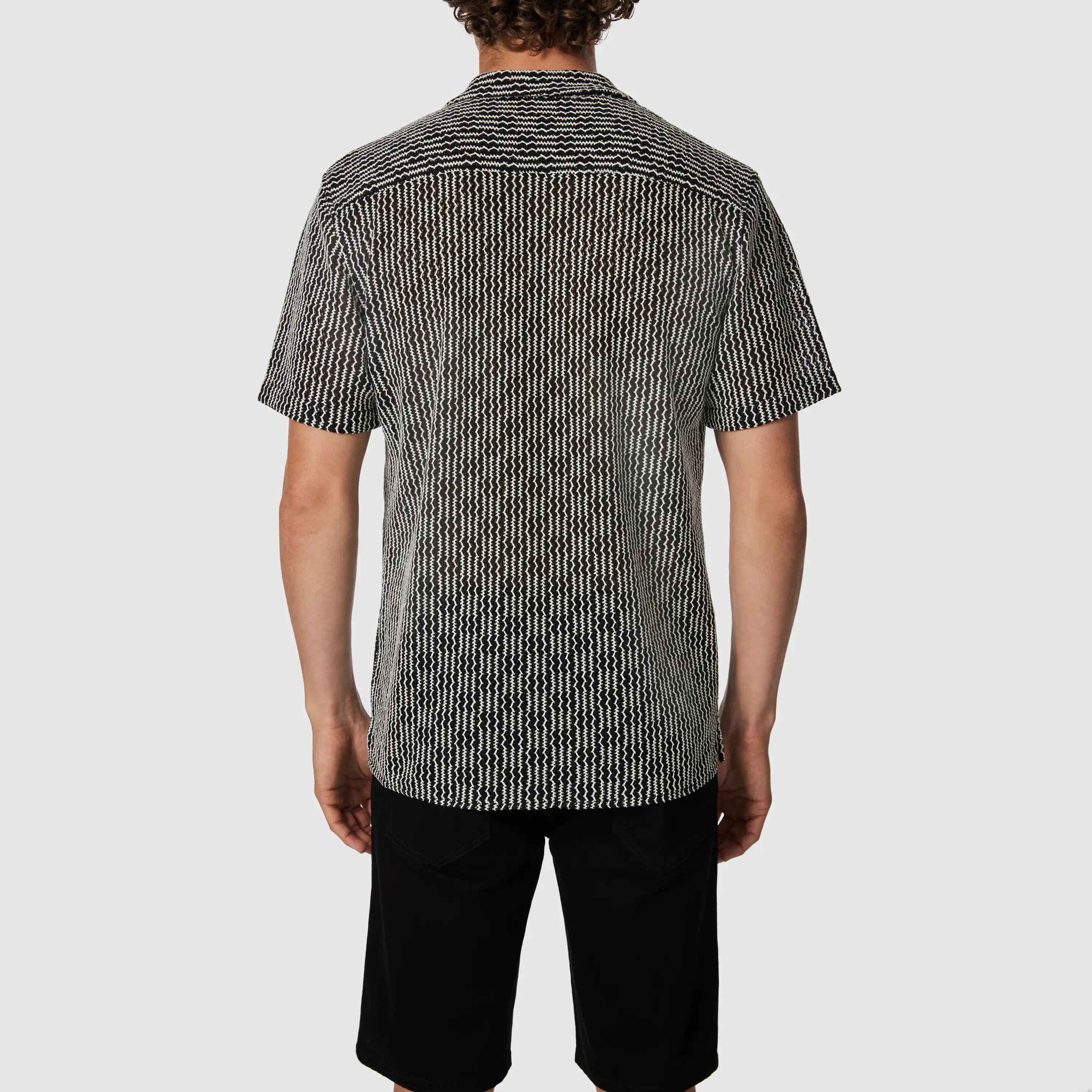 Black Bayswater Textured Short Sleeve Shirt - Black