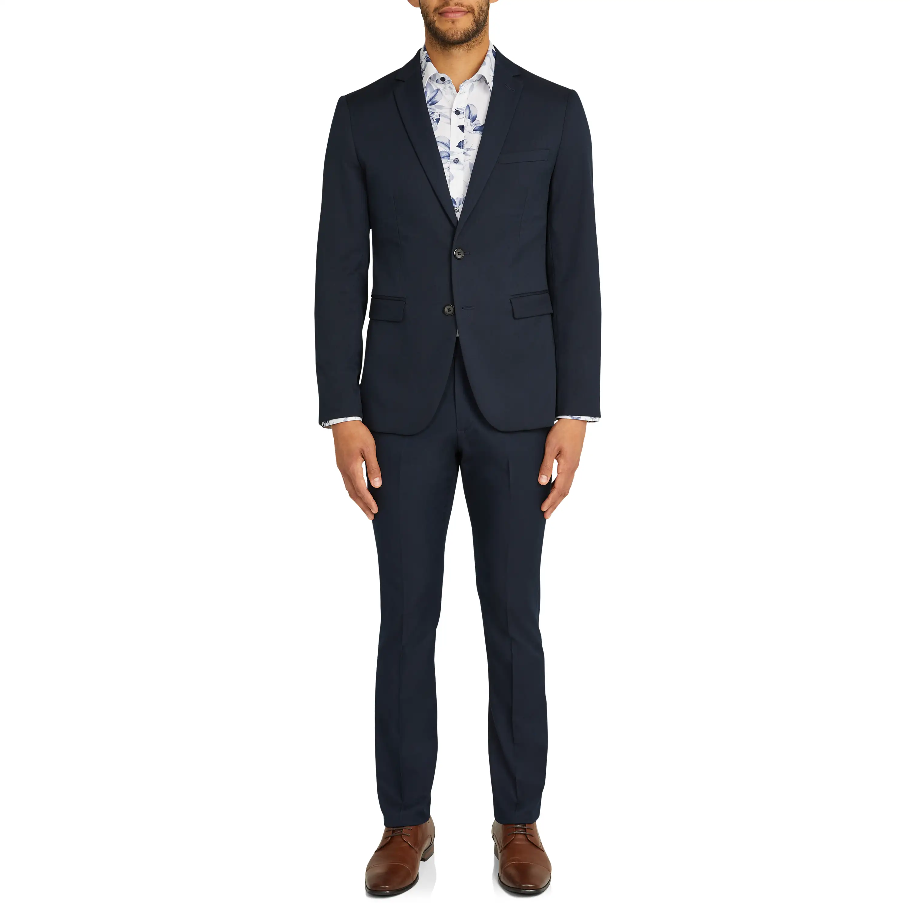 Navy Diamond Stretch Skinny Suit
