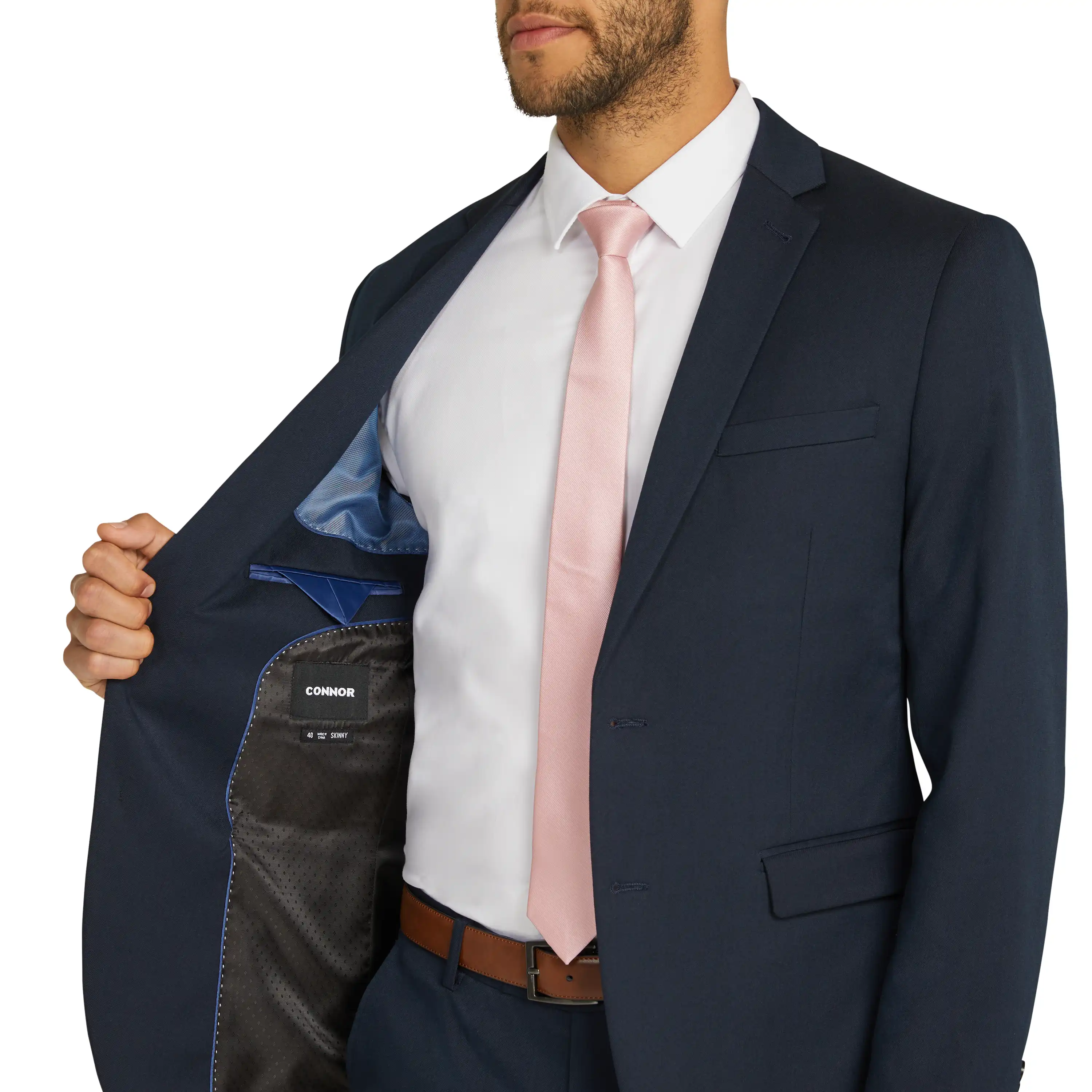 Navy Diamond Stretch Skinny Suit