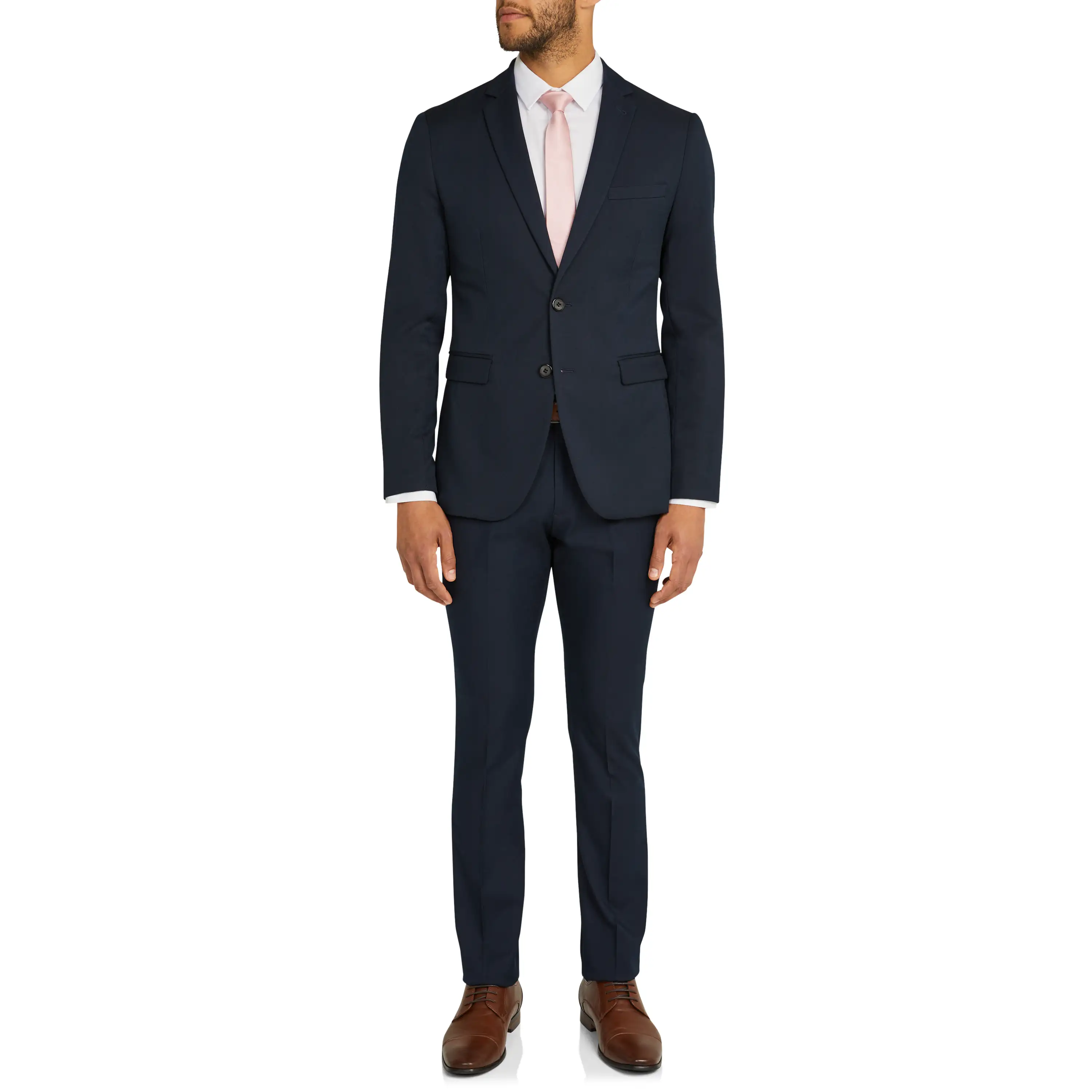 Navy Diamond Stretch Skinny Suit