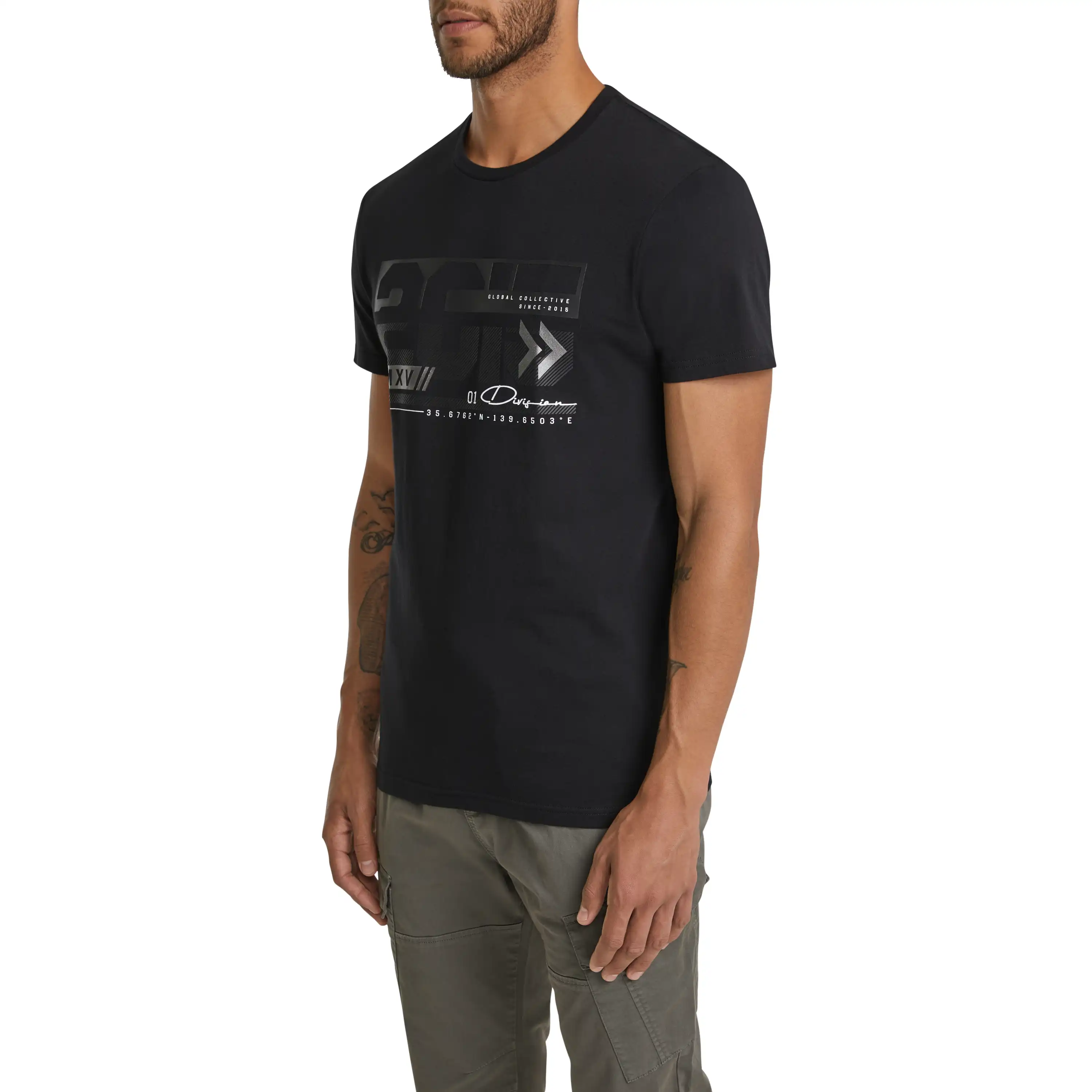 Black Lorenzo Graphic Crew Neck Tee - Black