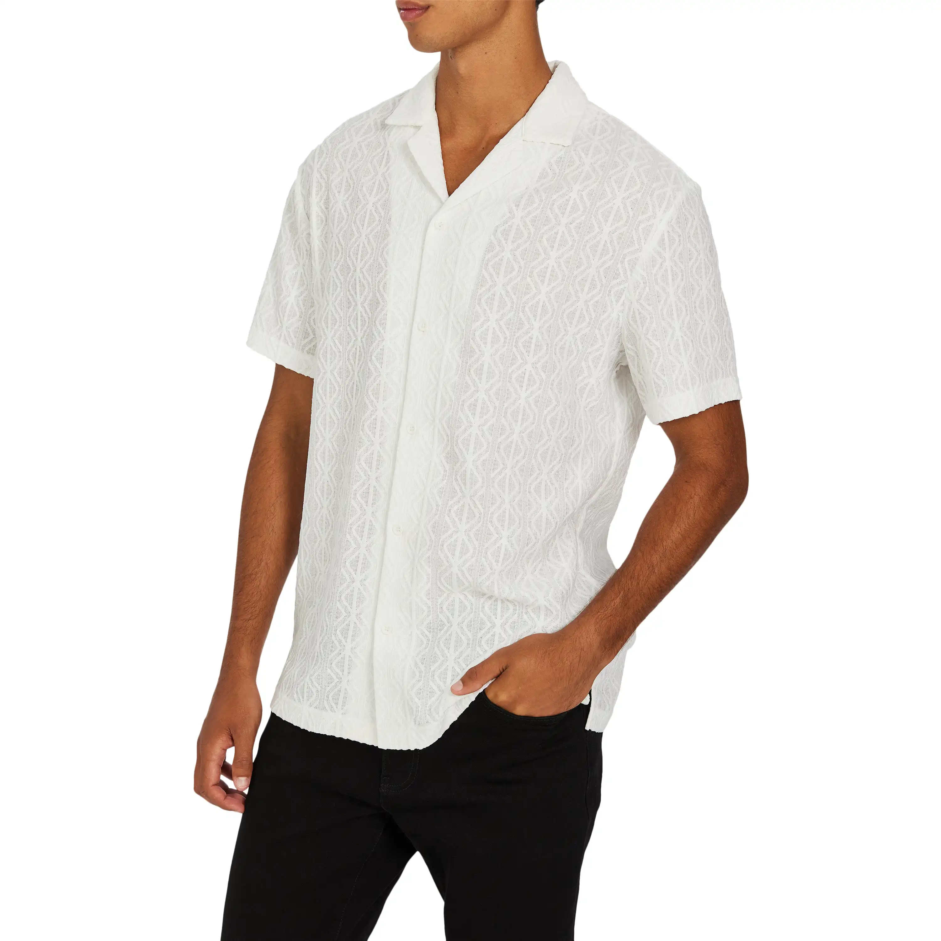 Off White Hazelton Jacquard Short Sleeve Shirt - Off White