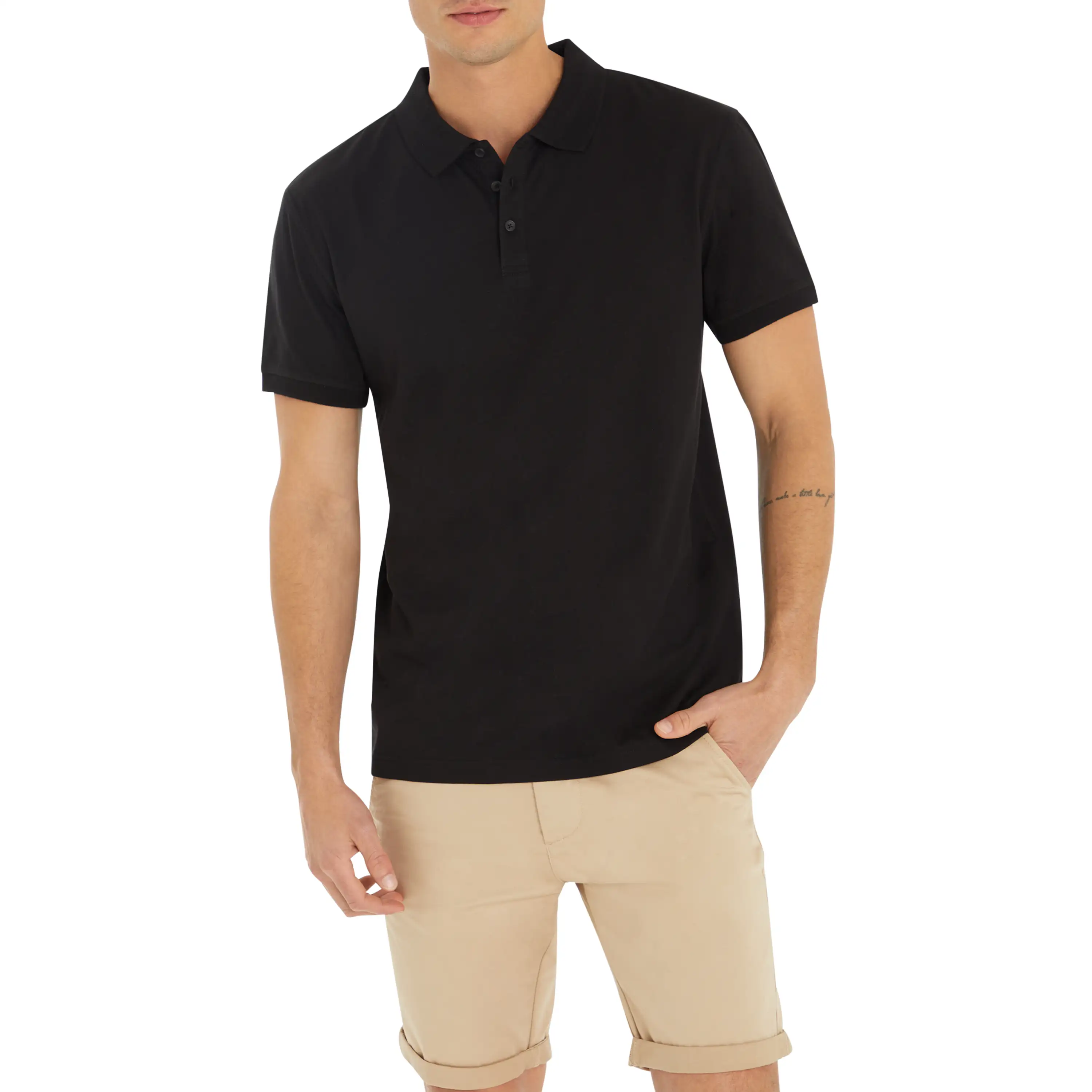 Black Hutchence Cotton Blend Polo Shirt - Black