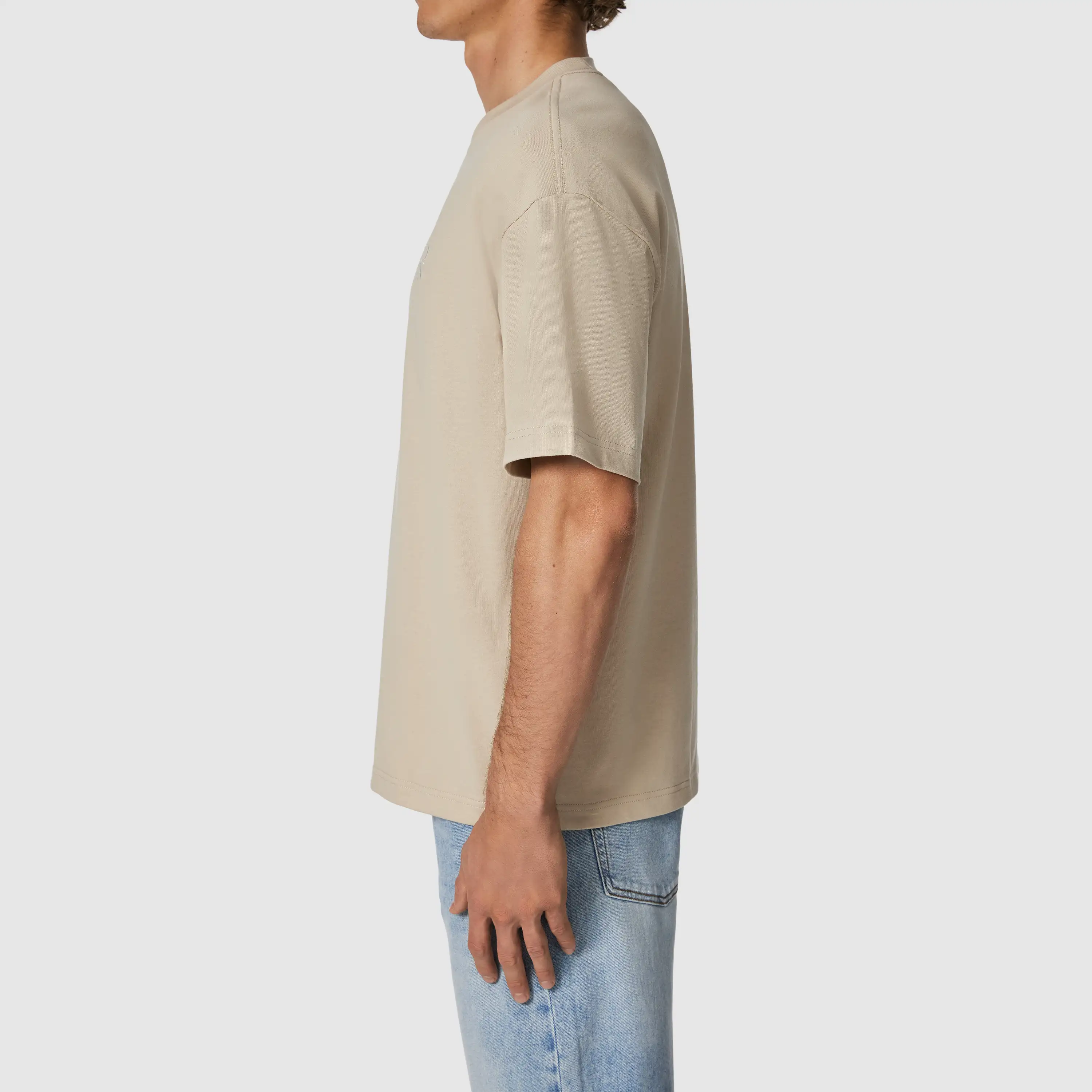 Sand Cole Boxy Crew Neck Tee - Sand