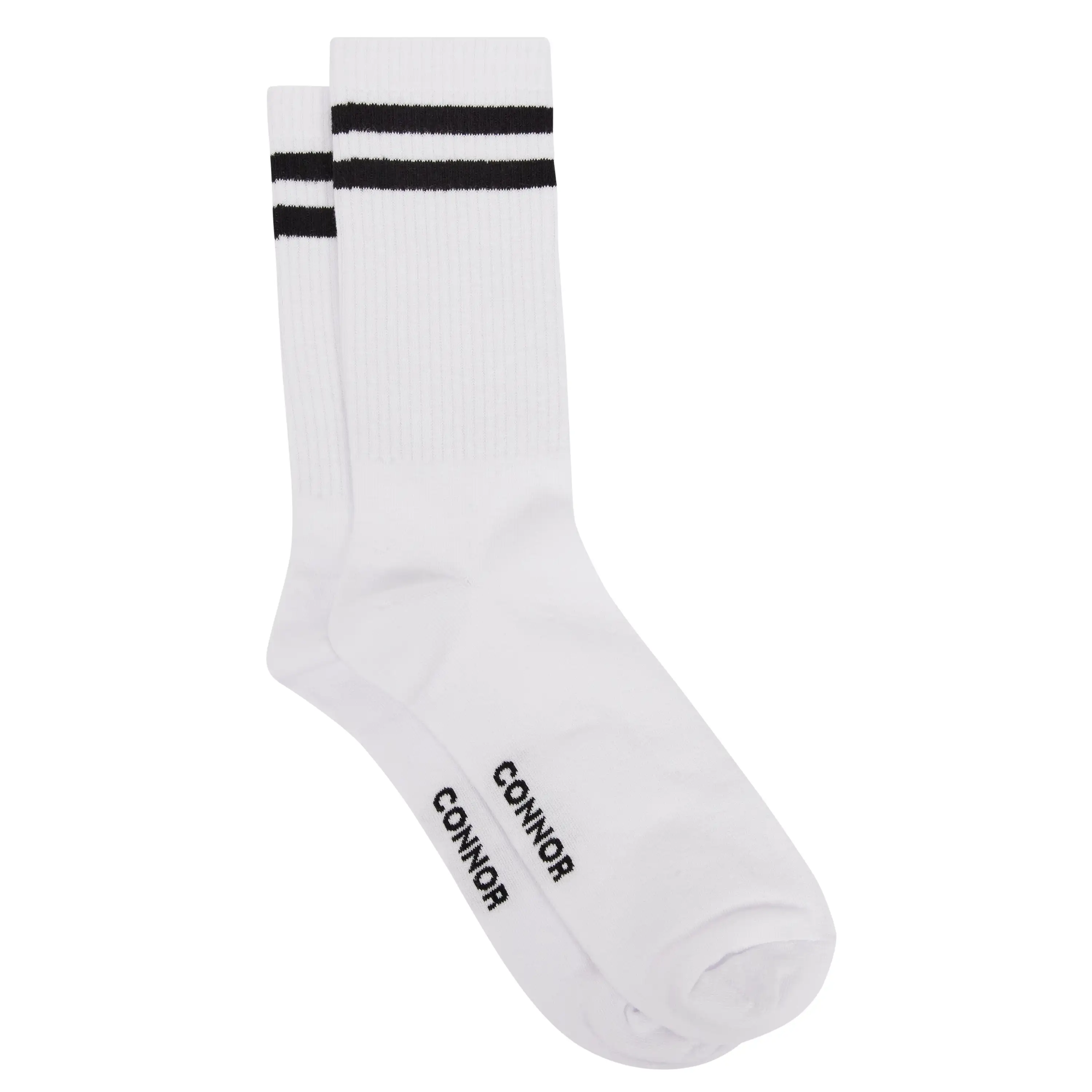 White Stripe Rib Sock - White