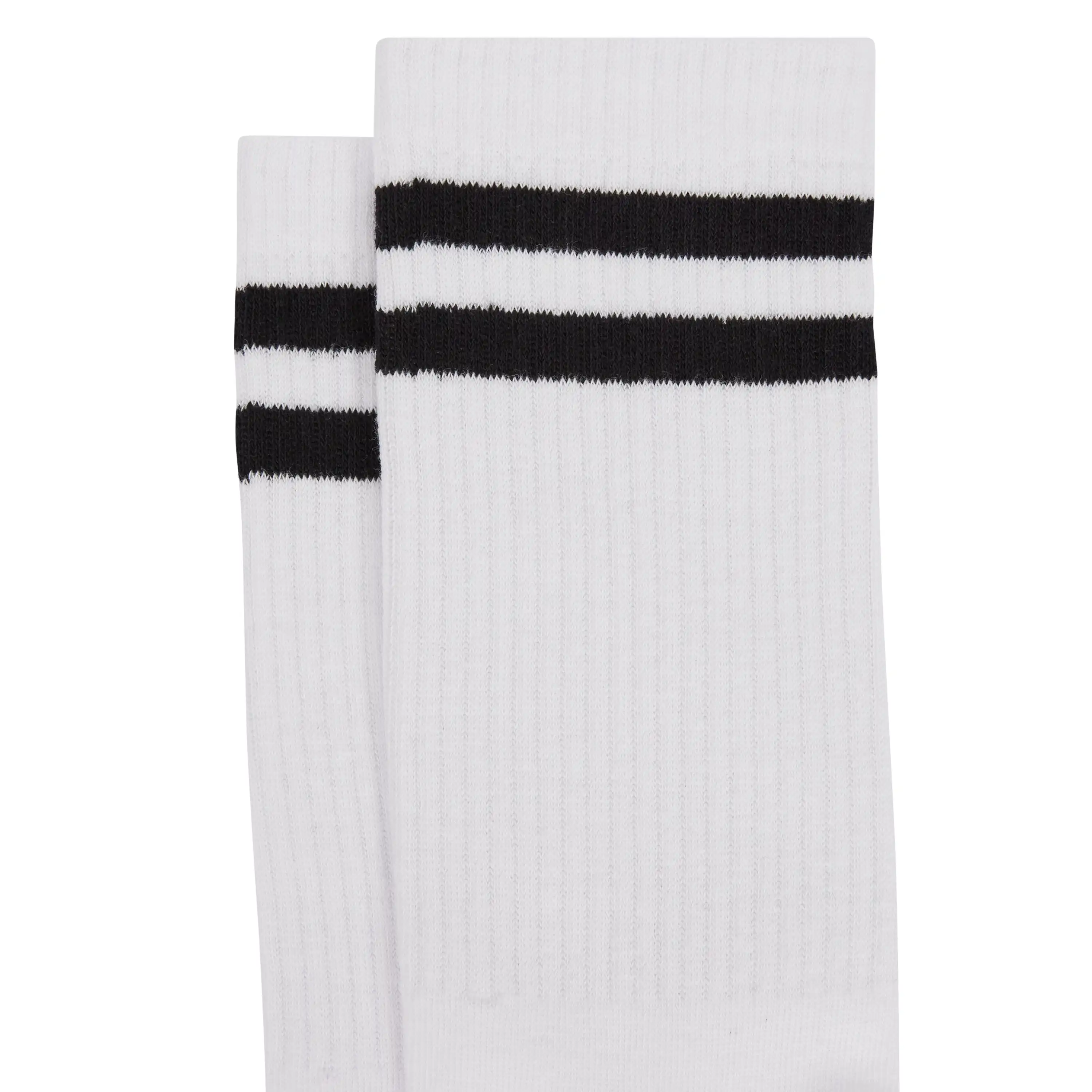 White Stripe Rib Sock - White