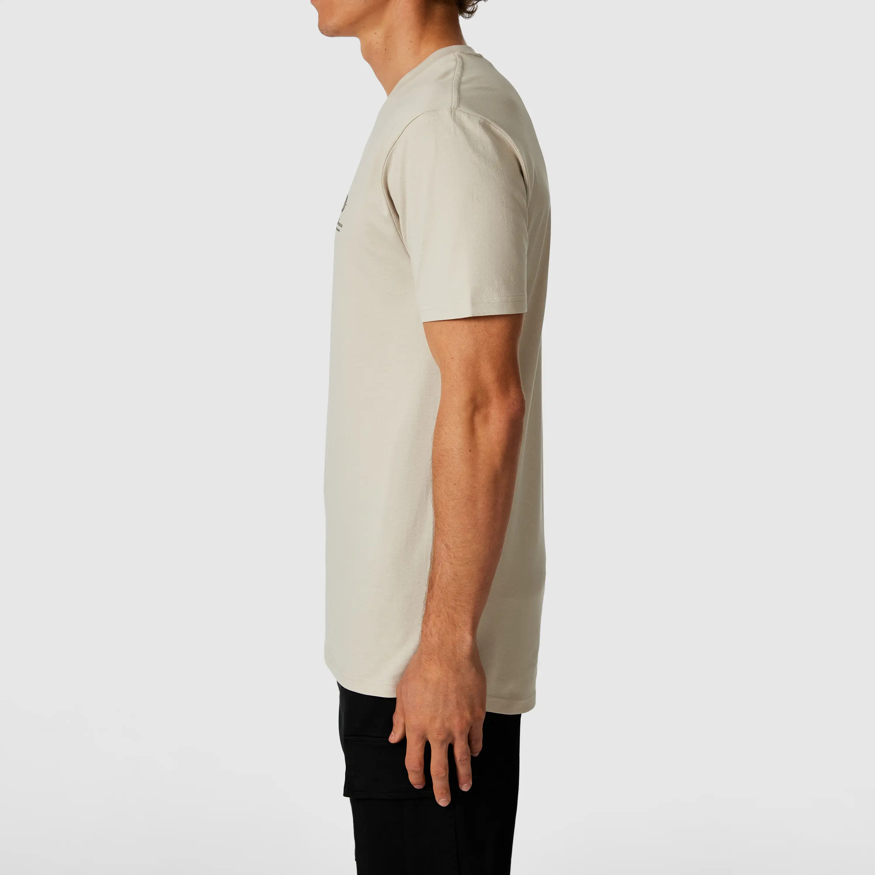 Stone Andrew Longline Graphic Crew Neck Tee - Stone