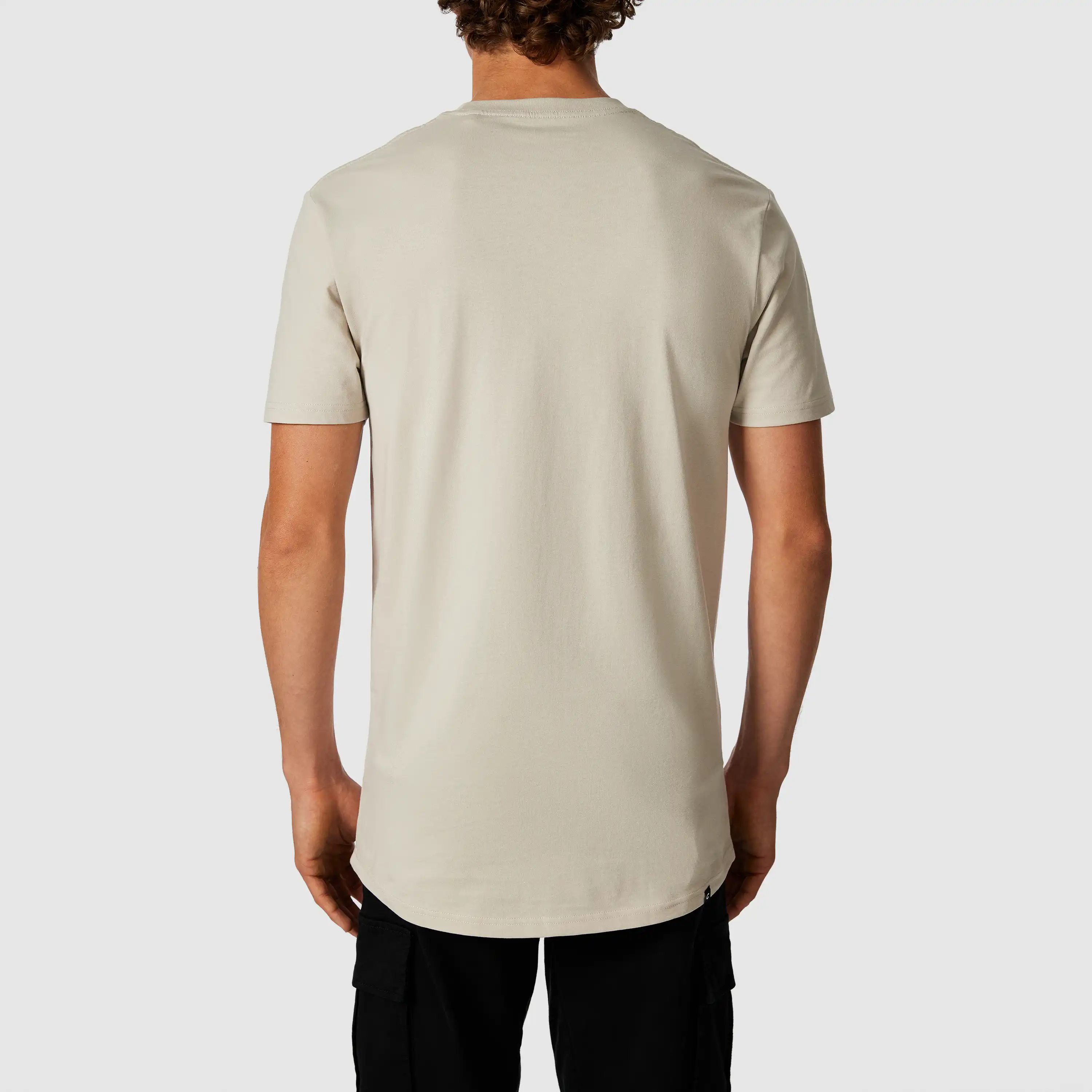Stone Andrew Longline Graphic Crew Neck Tee - Stone