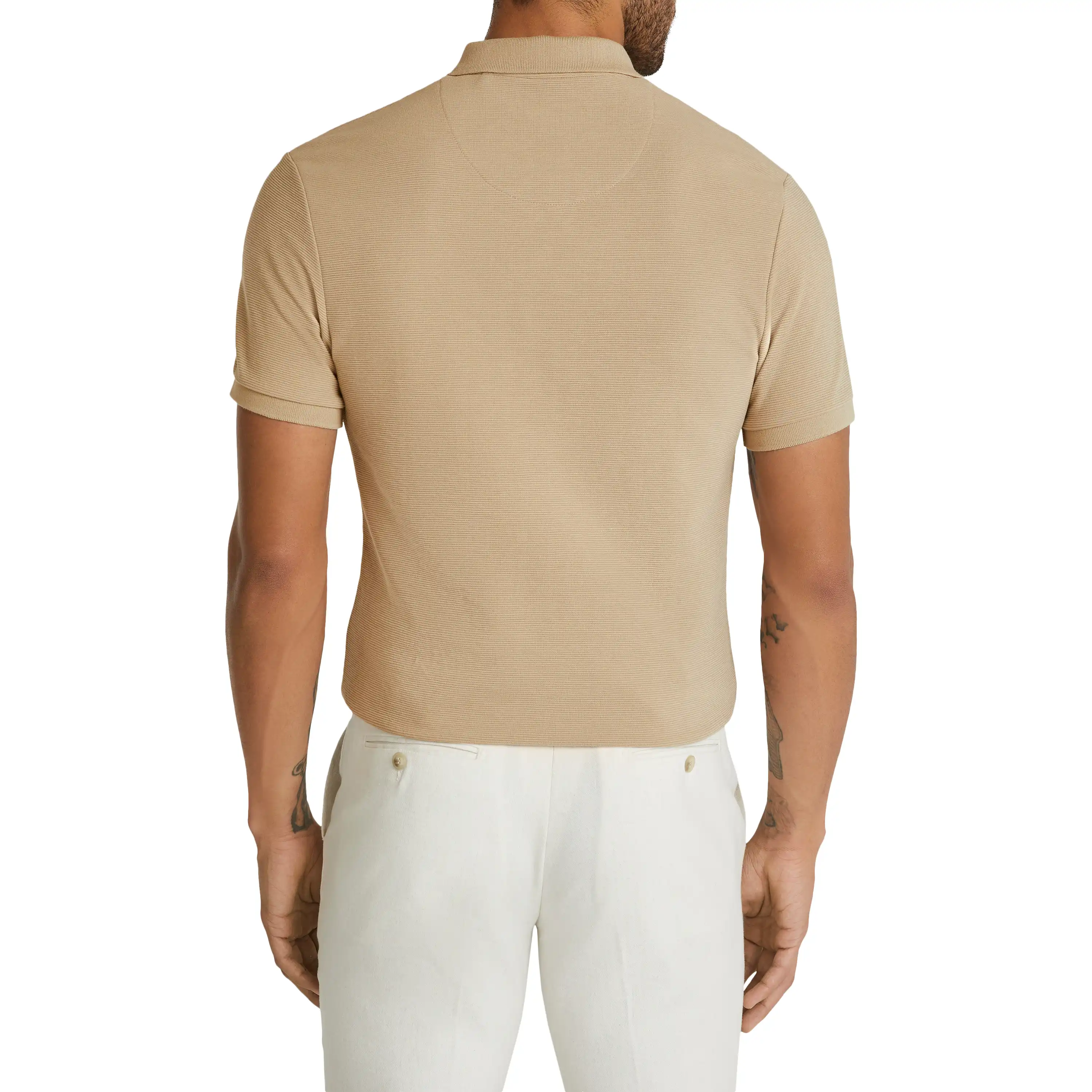 Almond Hayling Quarter Zip Smart Polo - Almond