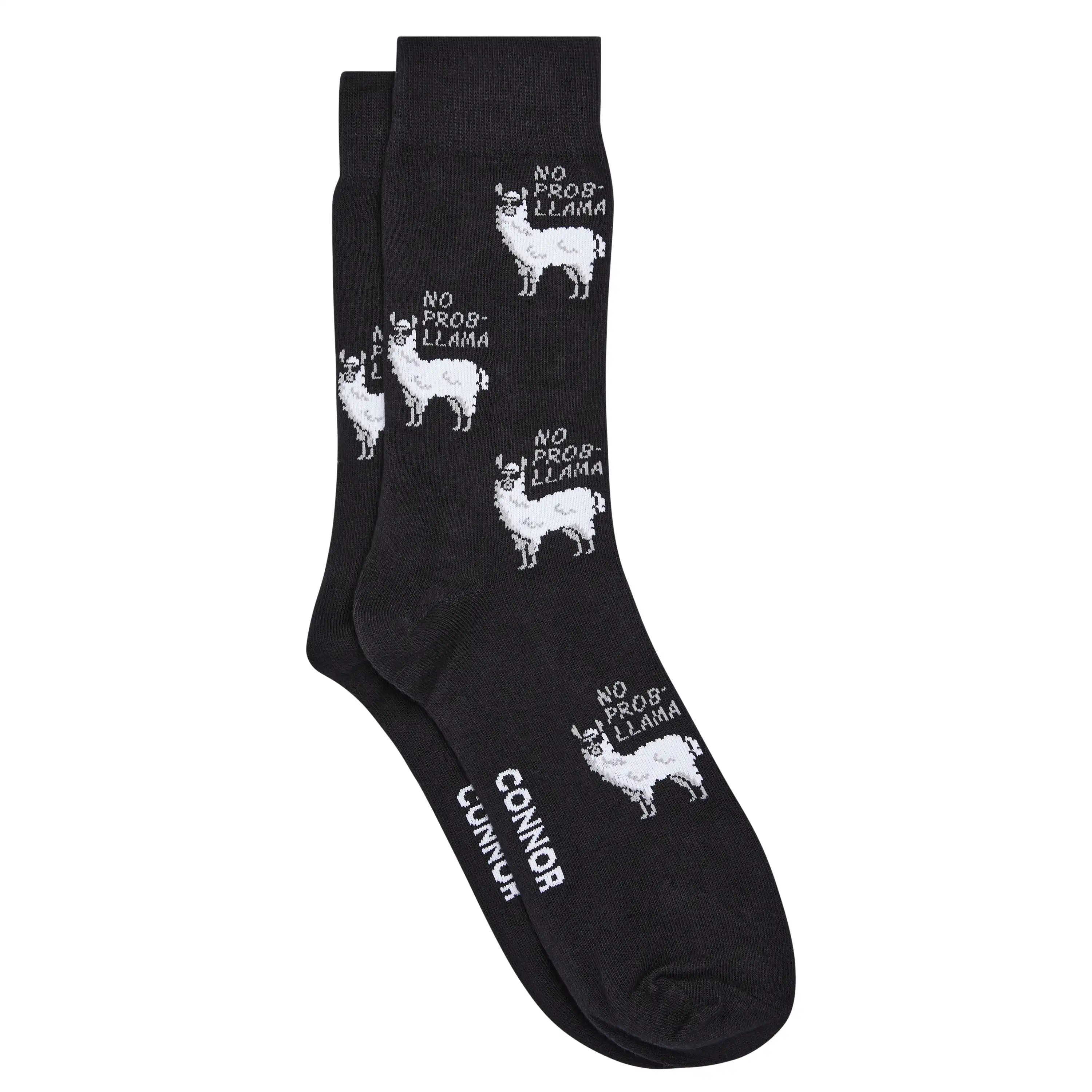 Black No Prob Llama Sock - Black