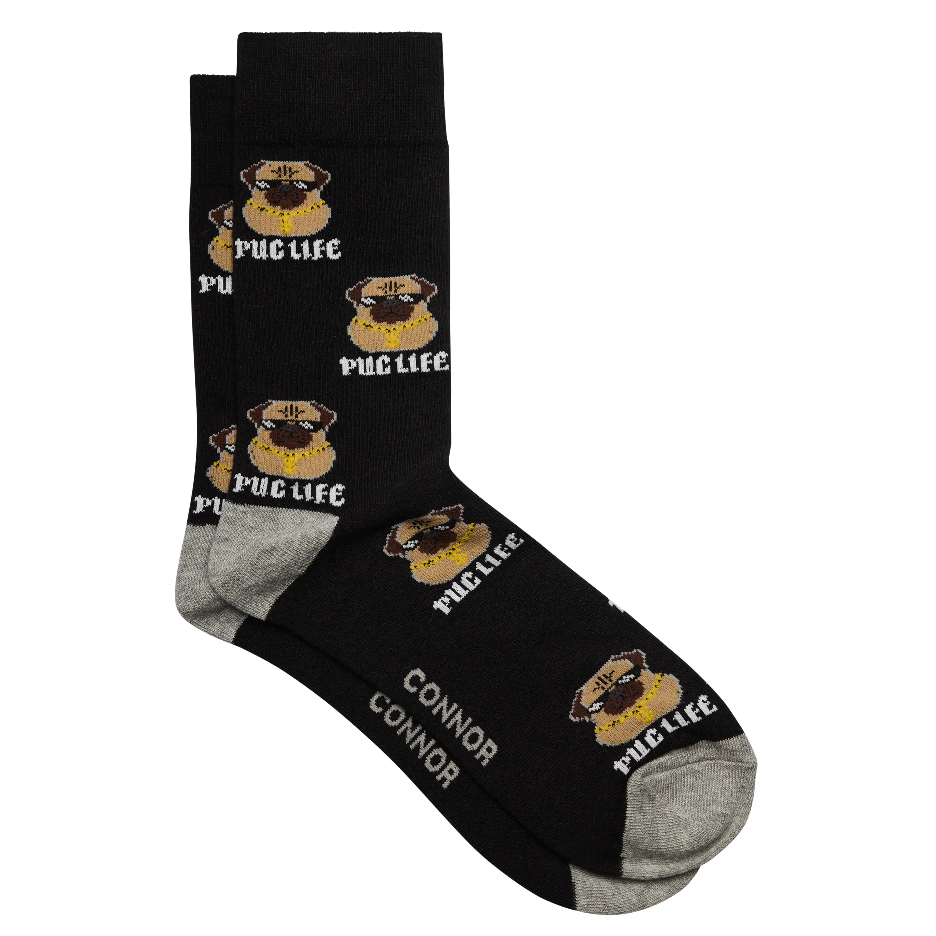 Black Pug Life Sock - Black