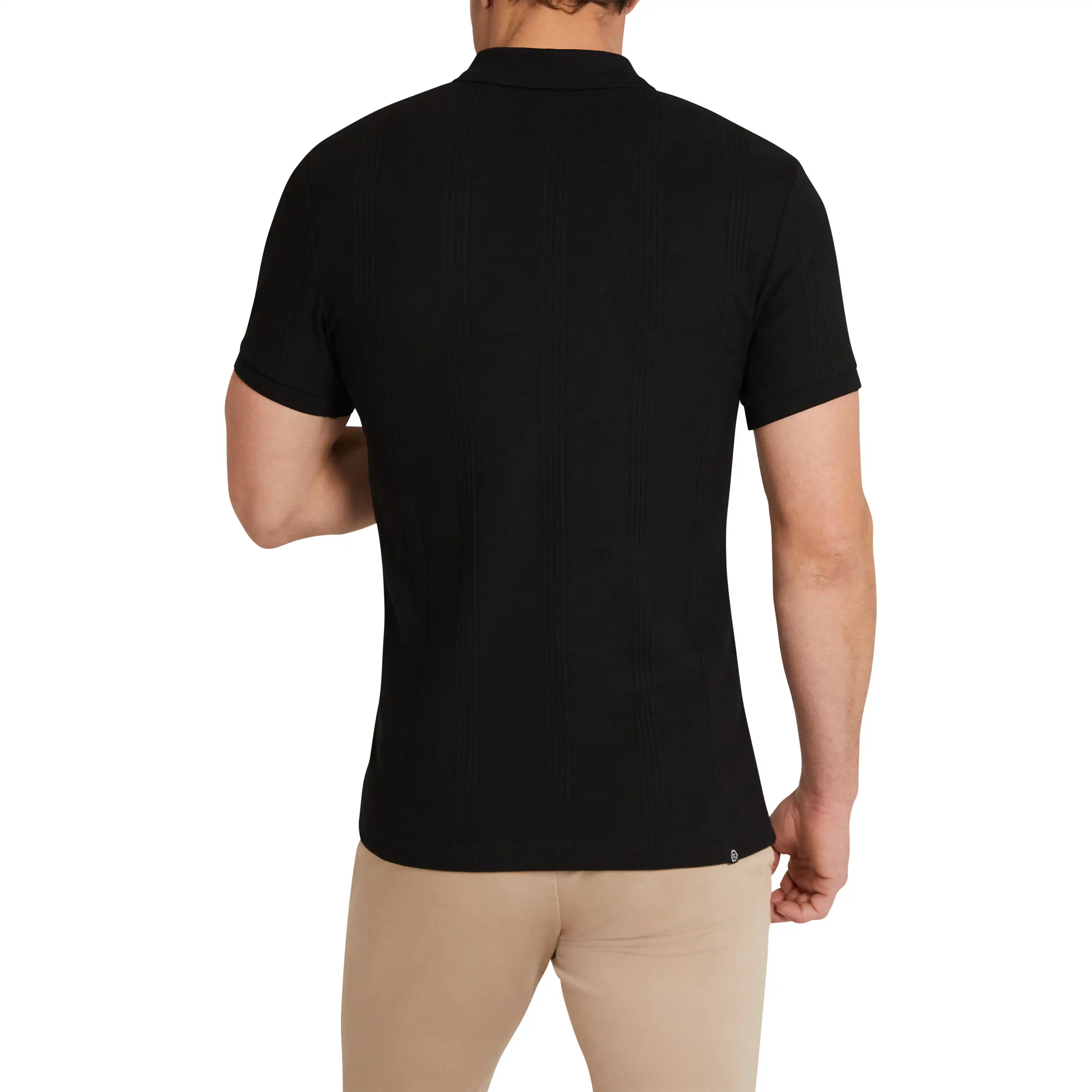 Black Dario Quarter Zip Smart Polo - Black