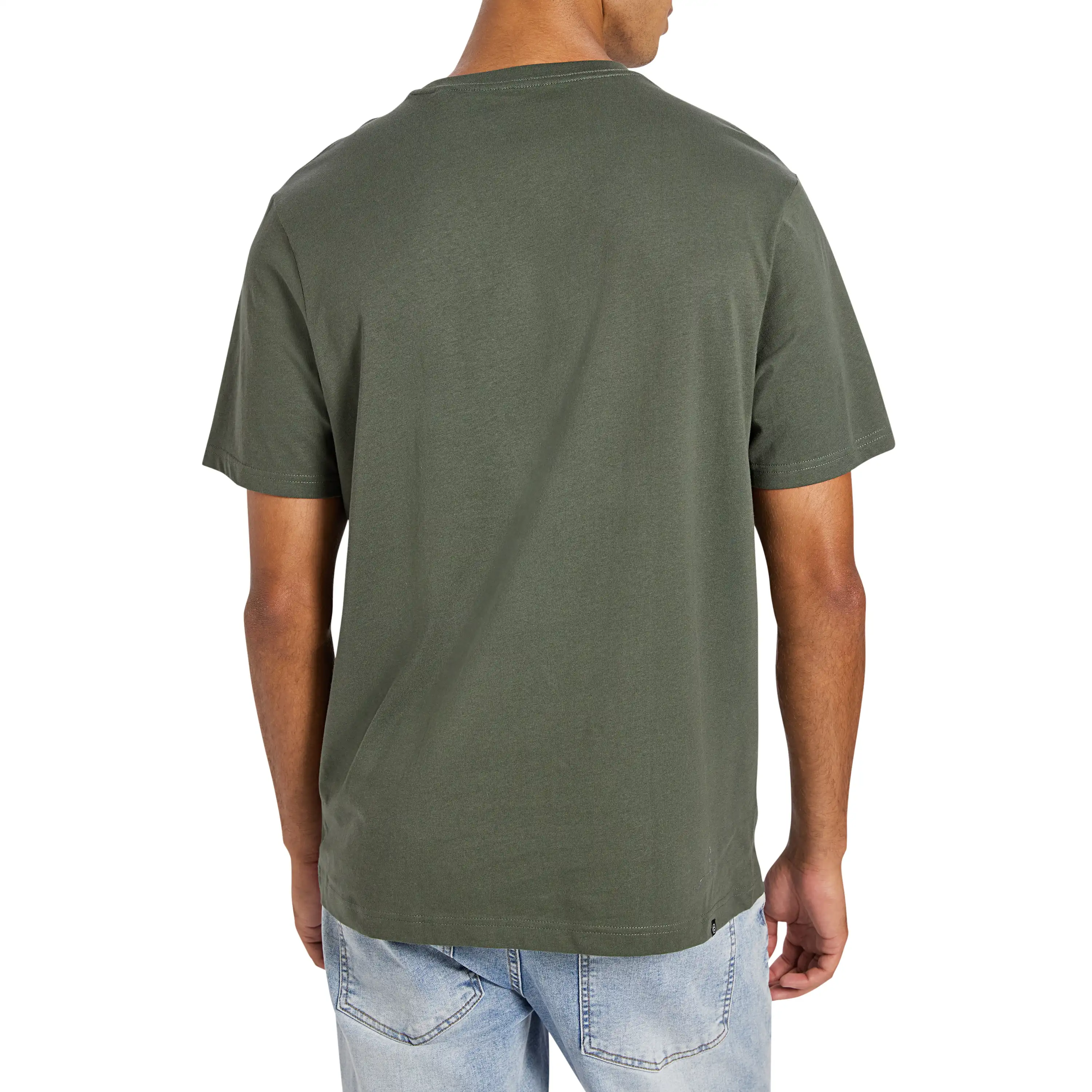 Military Green Essential Relaxed Crew Neck Tee - Military Green
