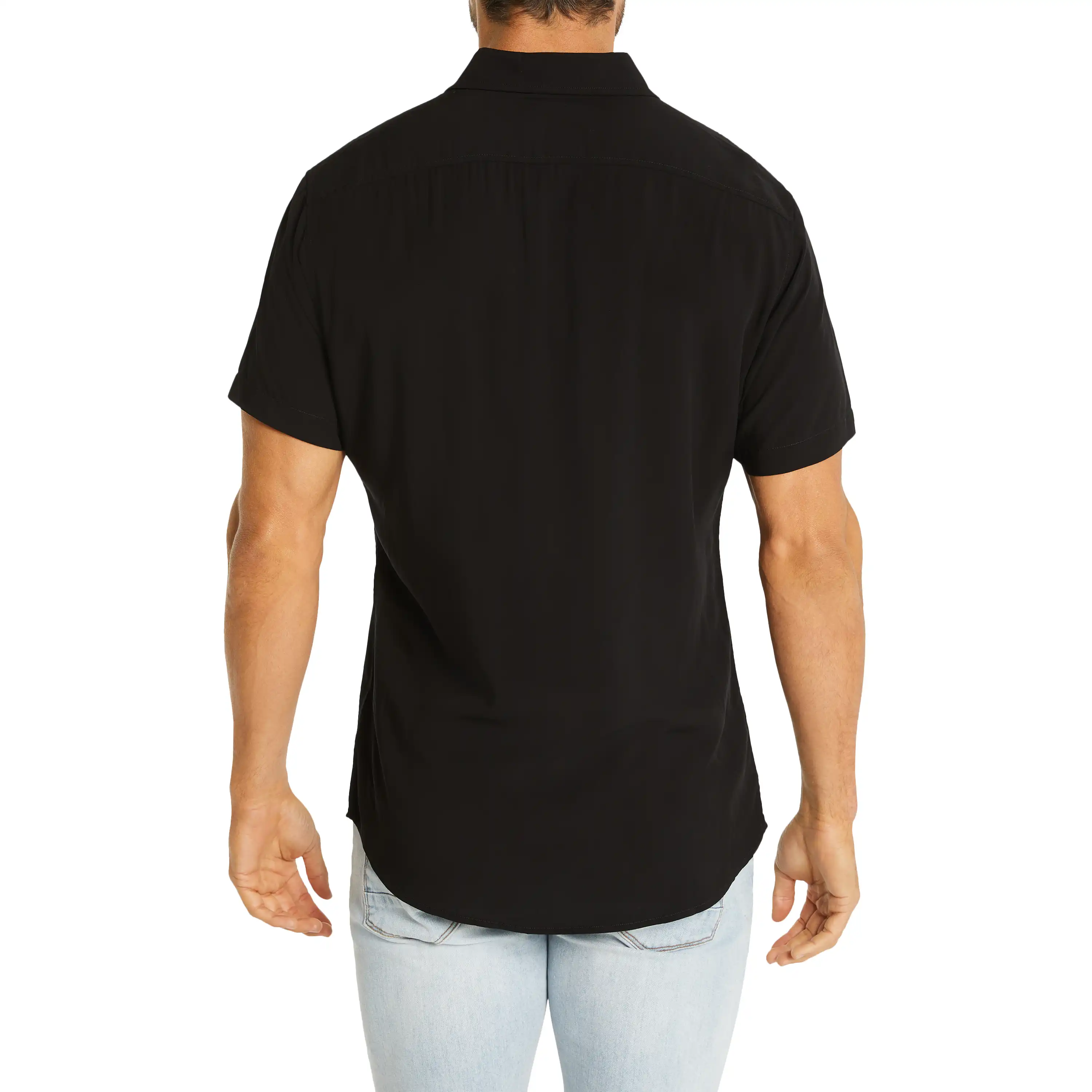 Black Dom Viscose Short Sleeve Shirt - Black