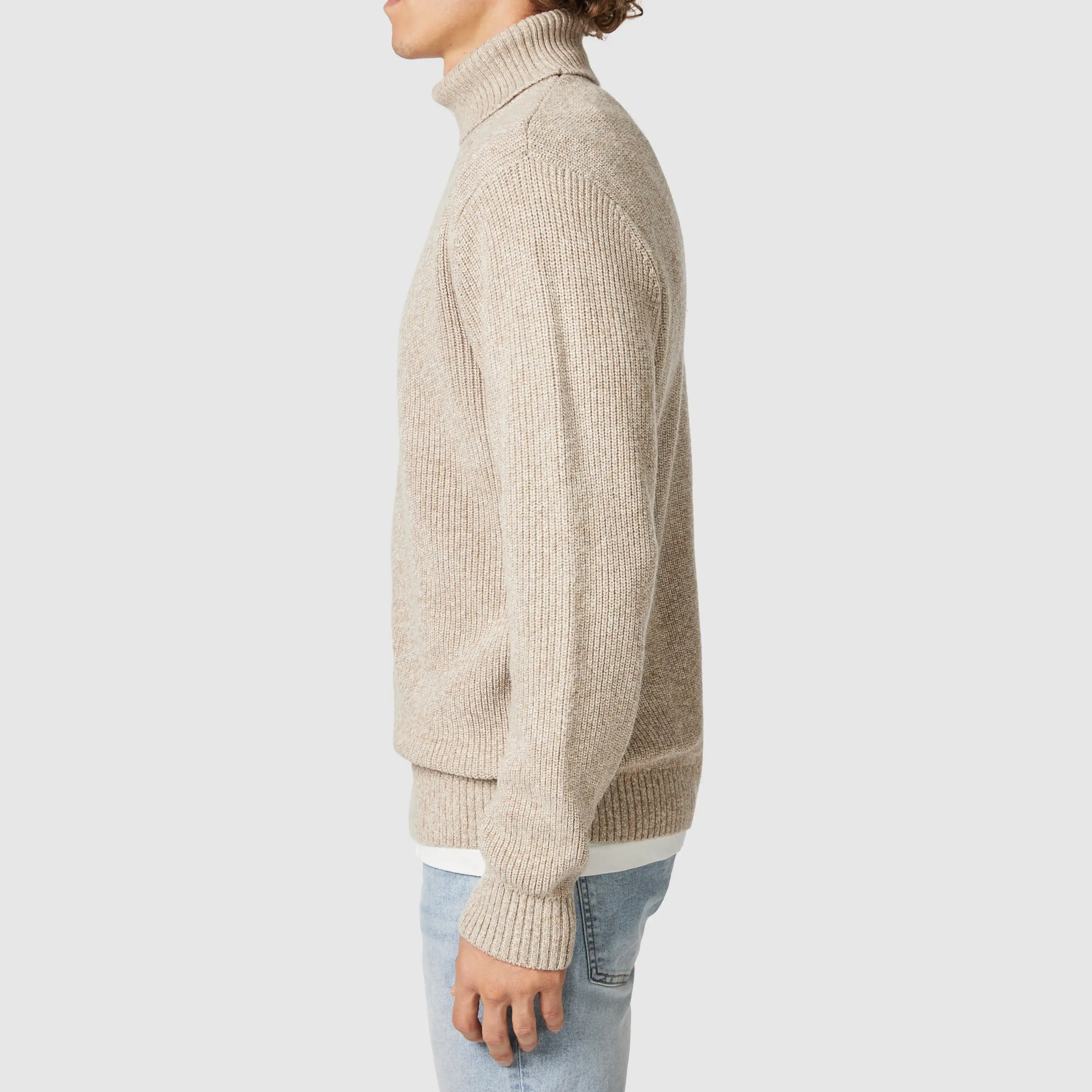 Sand Bude Roll Neck Knit - Sand