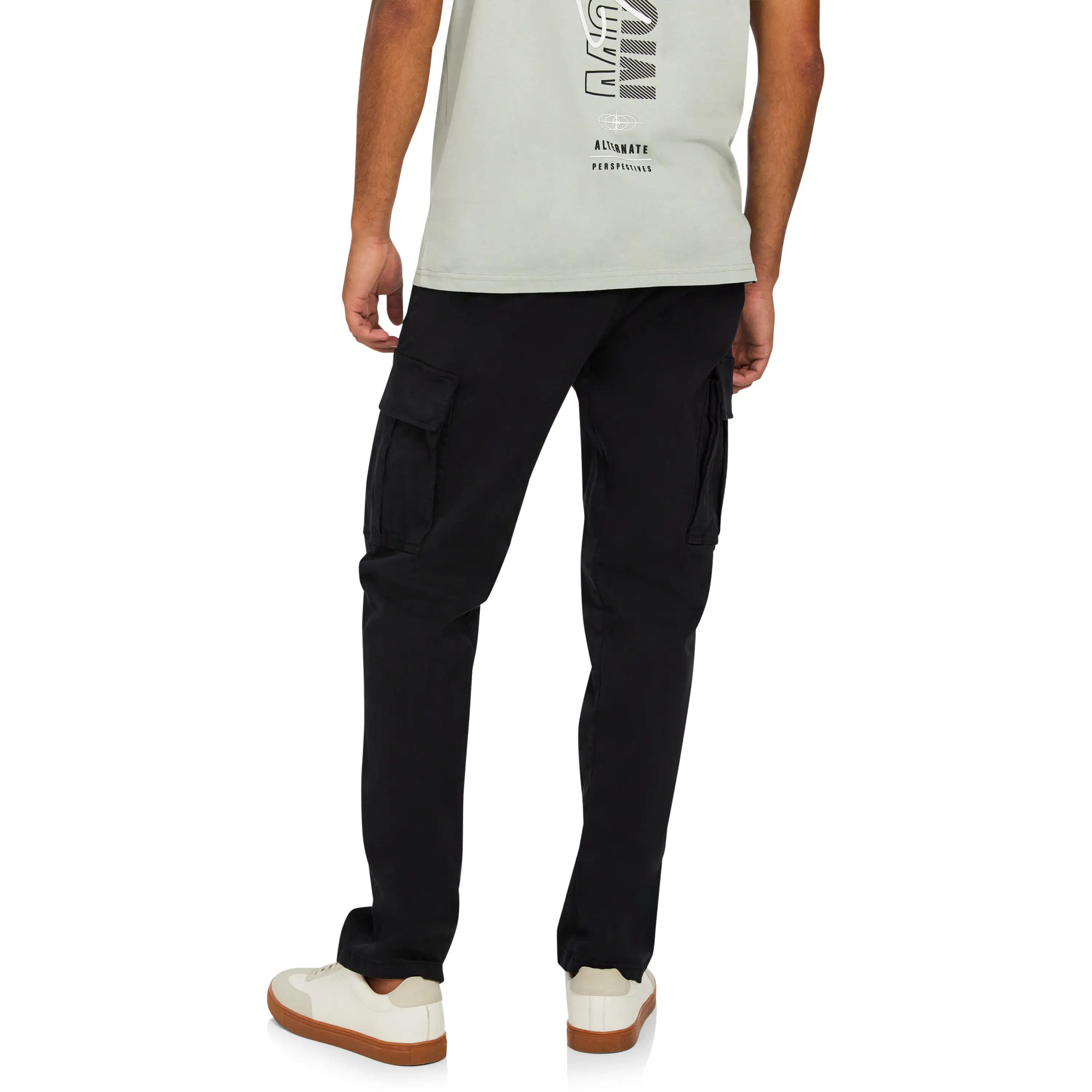 Black Mica Straight Stretch Cargo Pant - Black