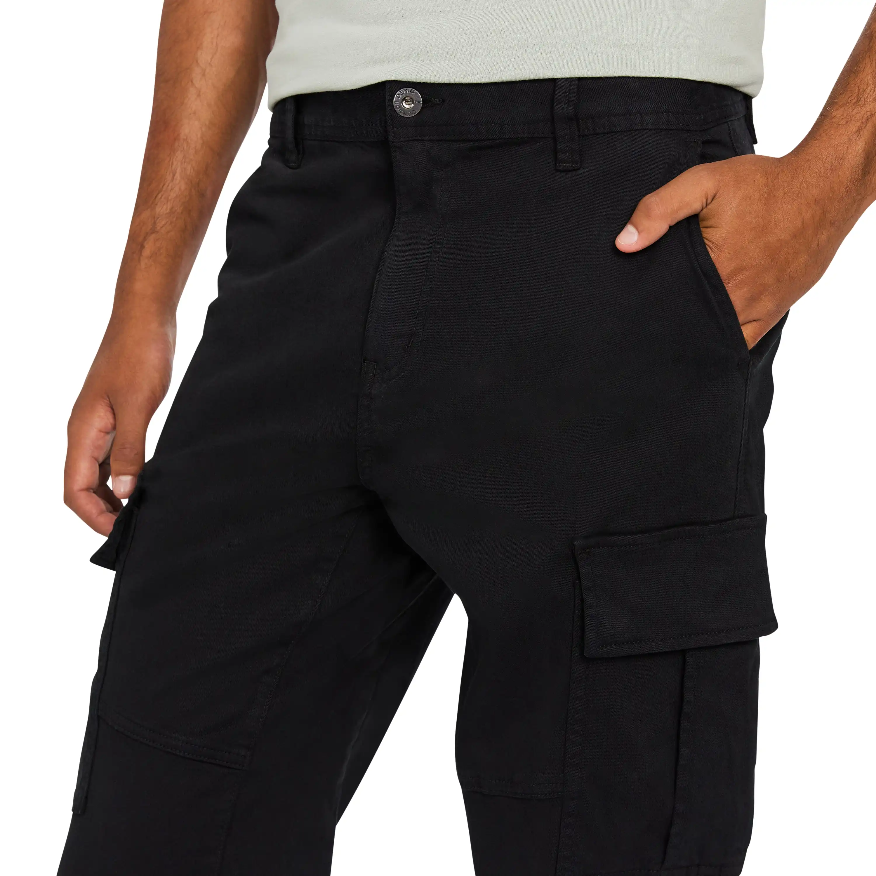 Black Mica Straight Stretch Cargo Pant - Black