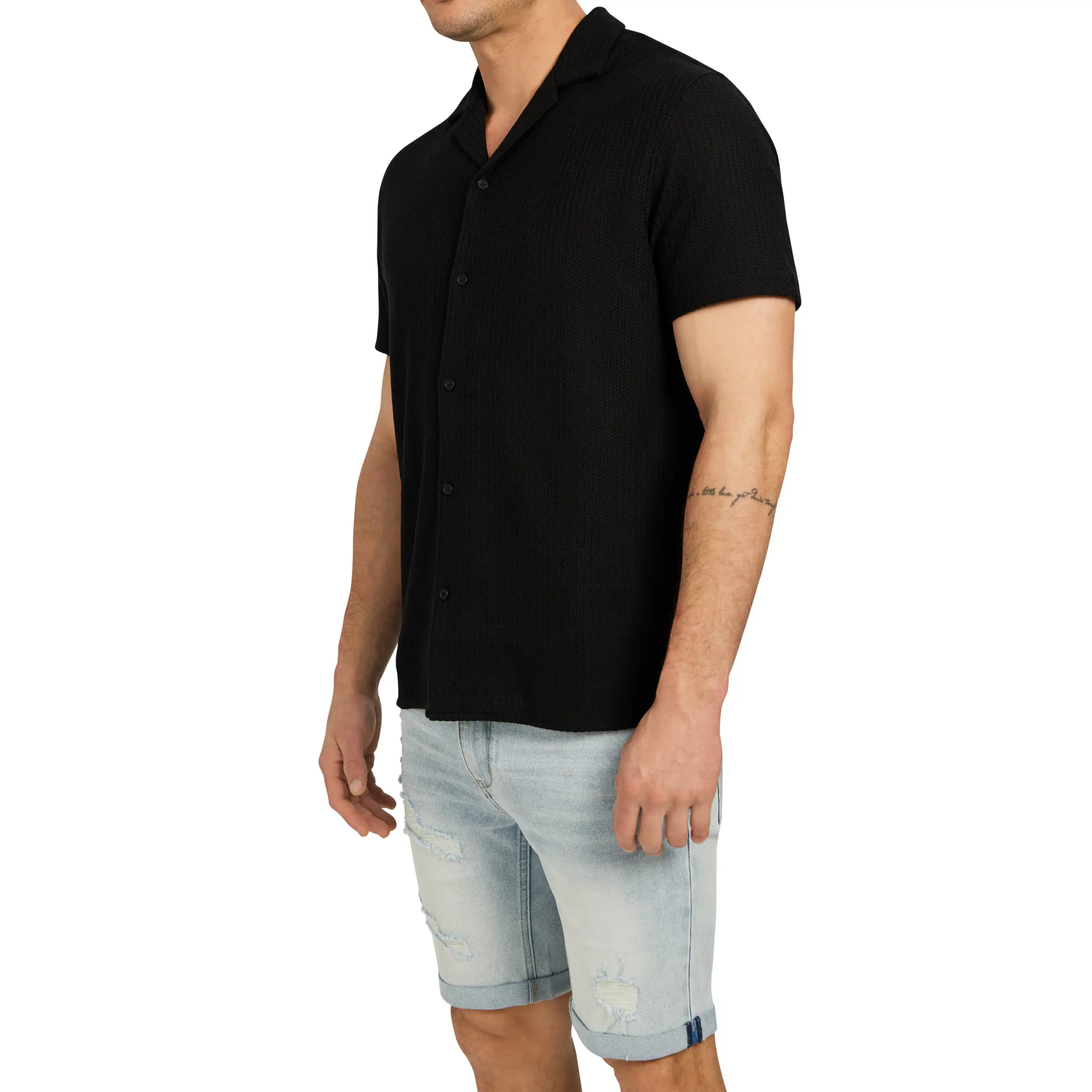 Black Matera Textured Shirt - Black