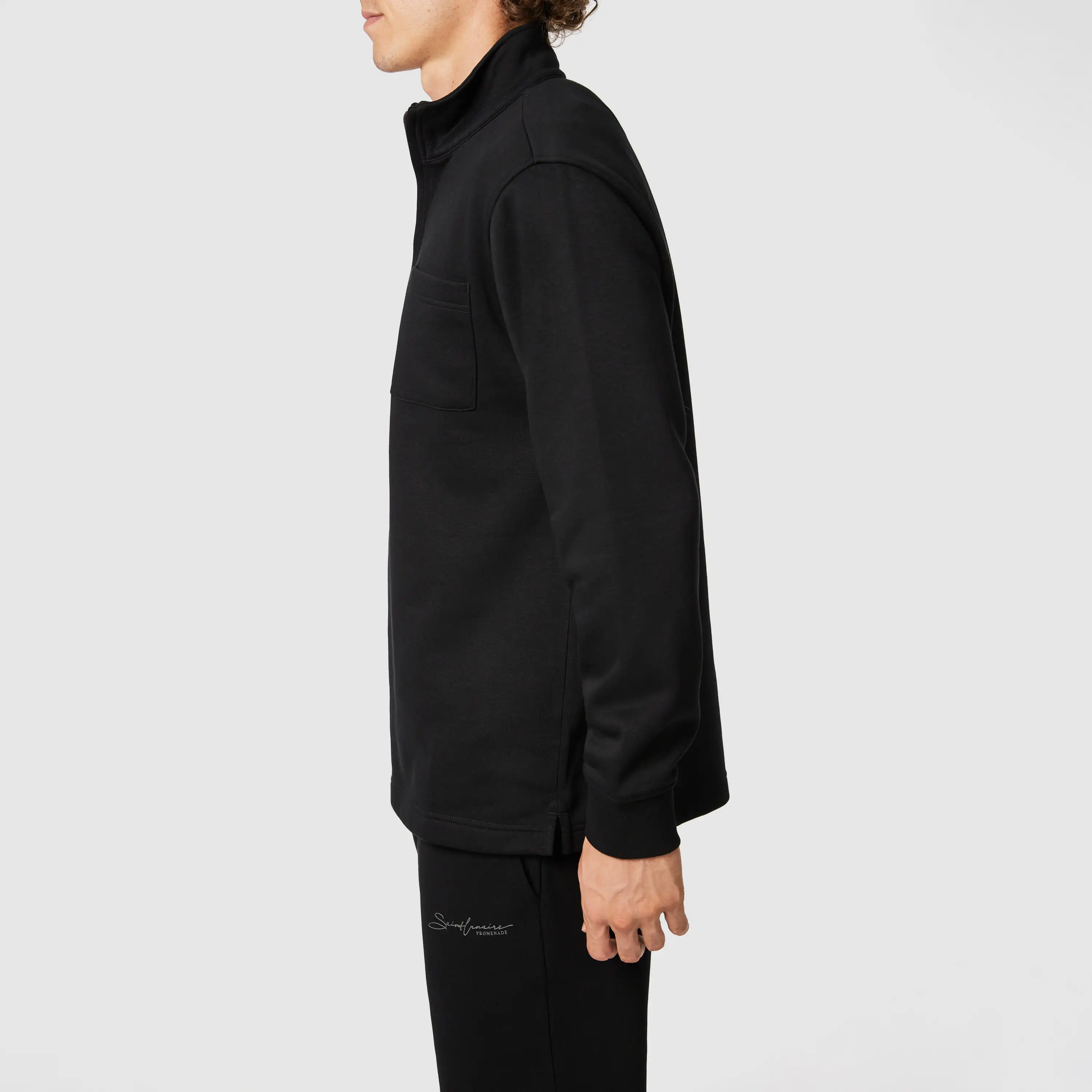 Black Vince Quarter Zip Sweat - Black